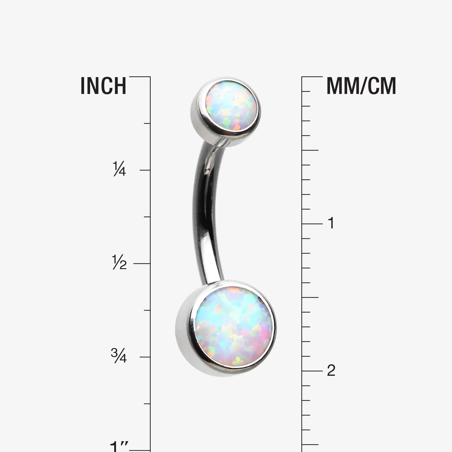 Implant Grade Fire Opal Titanium Internally Threaded Bezel Set Belly Button Ring - Image 2