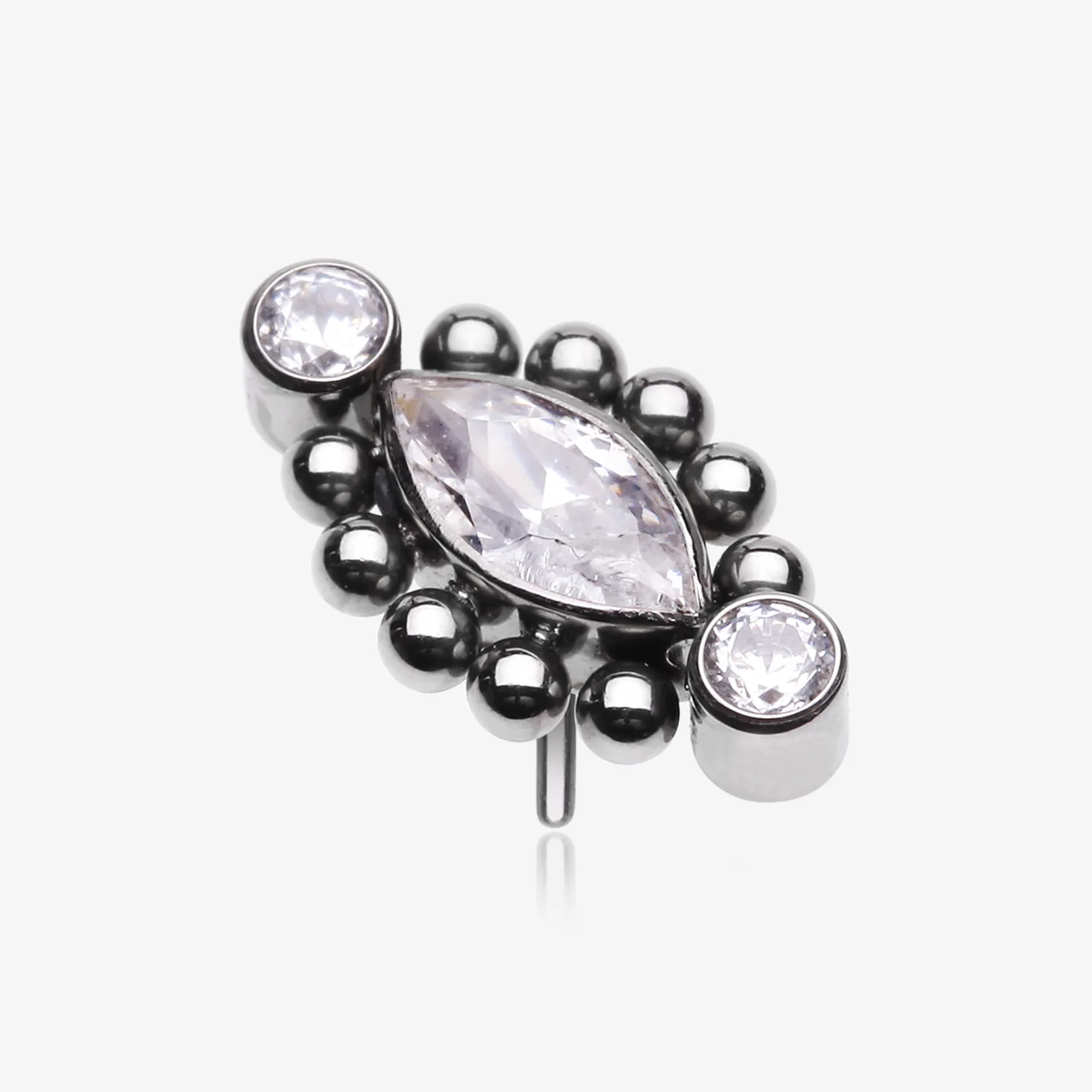 Implant Grade Titanium OneFit Threadless Bali Beads Arc Marquise Sparkle Top Part