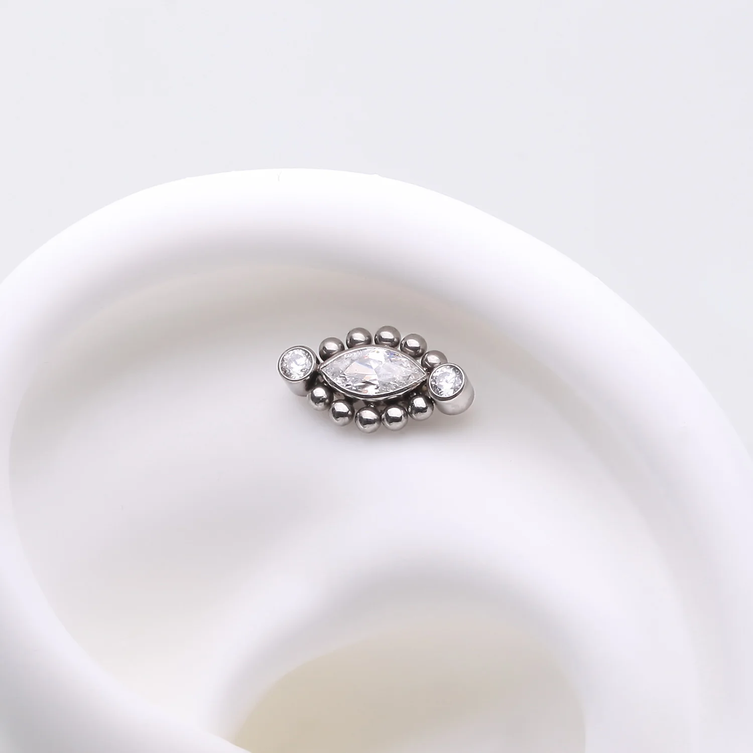 Implant Grade Titanium OneFit Threadless Bali Beads Arc Marquise Sparkle Top Part - Image 2