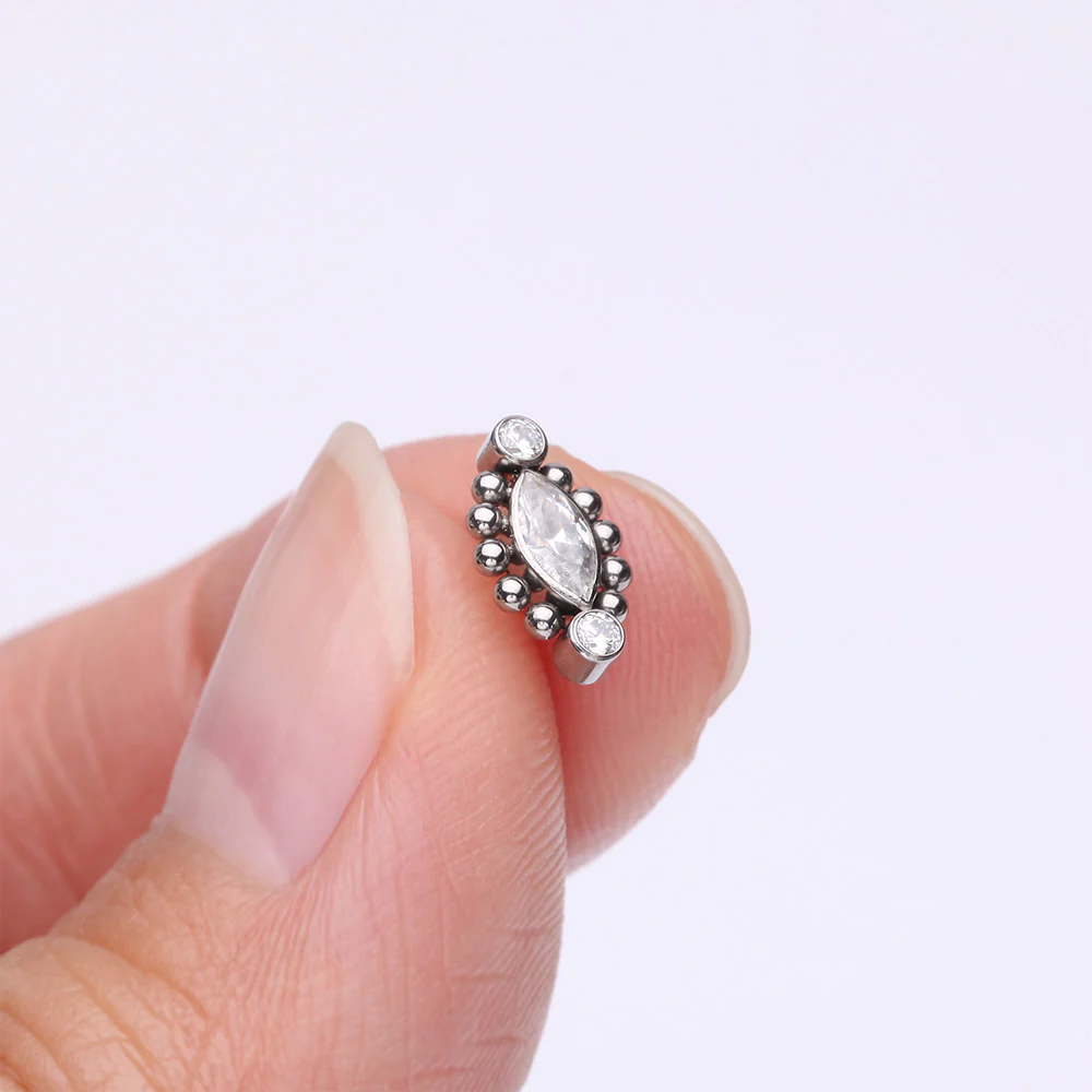 Implant Grade Titanium OneFit Threadless Bali Beads Arc Marquise Sparkle Top Part - Image 3