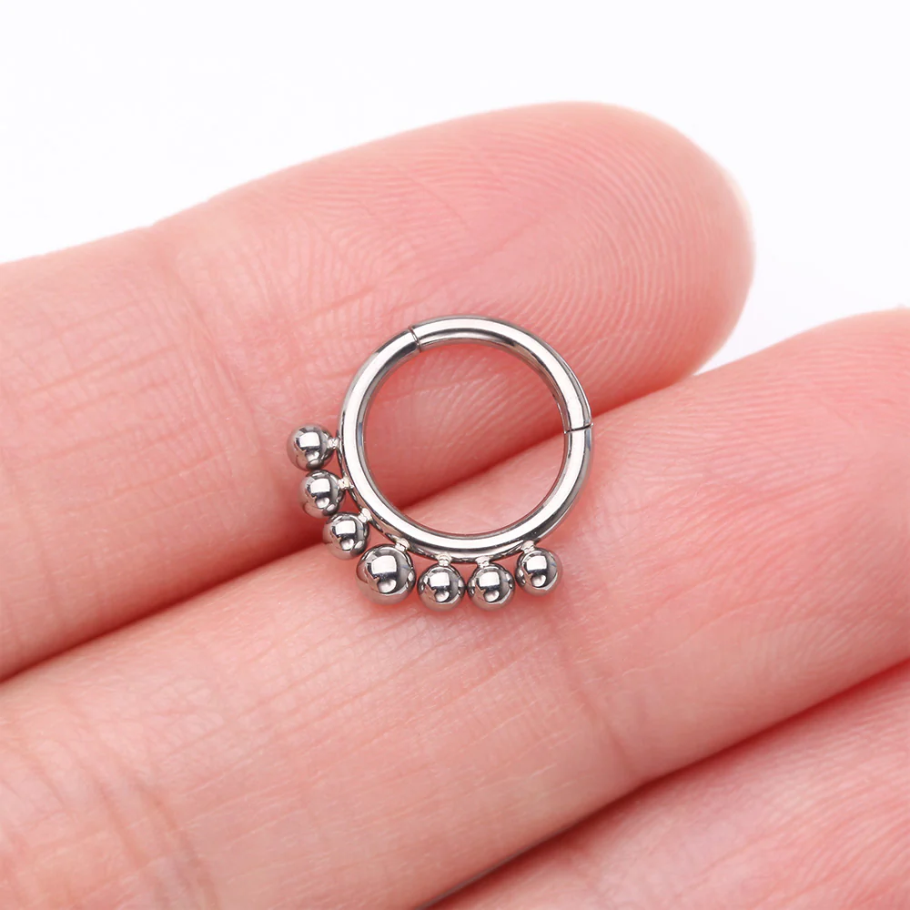 Implant Grade Titanium Bali Beads Clicker Hoop Ring - Image 3