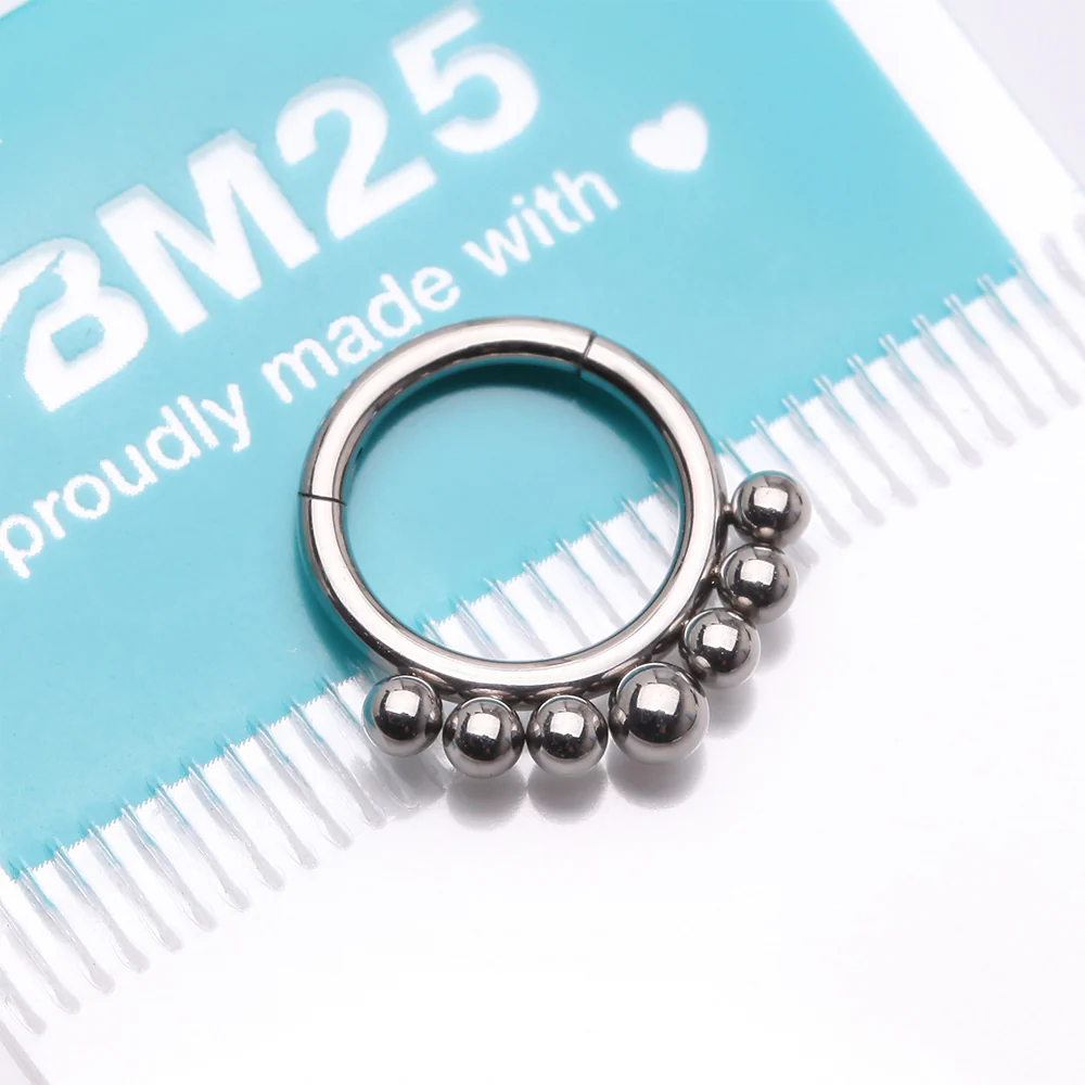 Implant Grade Titanium Bali Beads Clicker Hoop Ring - Image 5