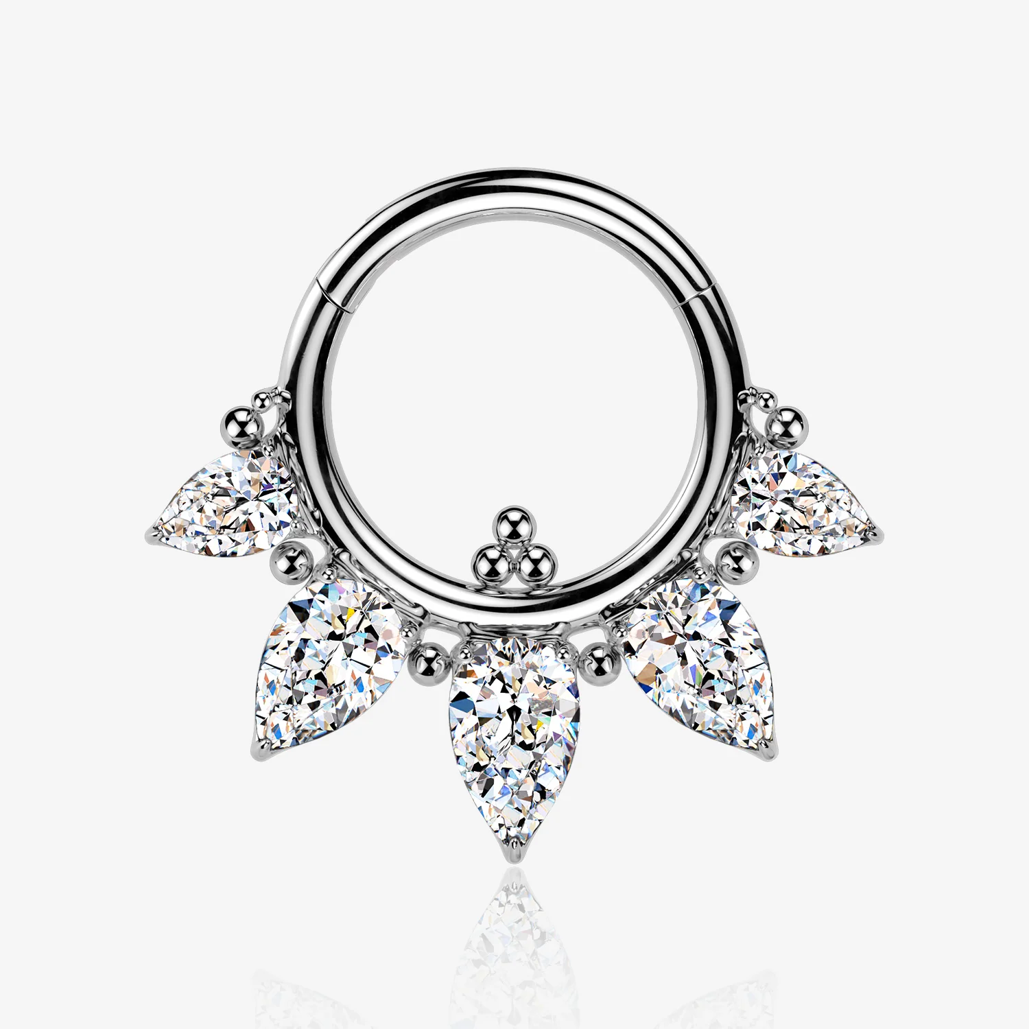Implant Grade Titanium Bali Sparkle Floral Clicker Hoop Ring