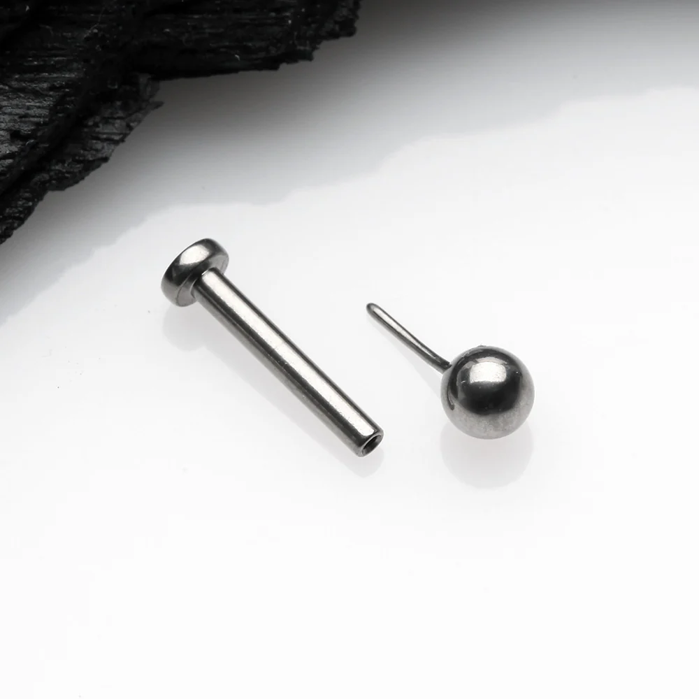 Implant Grade Titanium OneFit Threadless Basic Ball Top Flat Back Stud Labret - Image 3