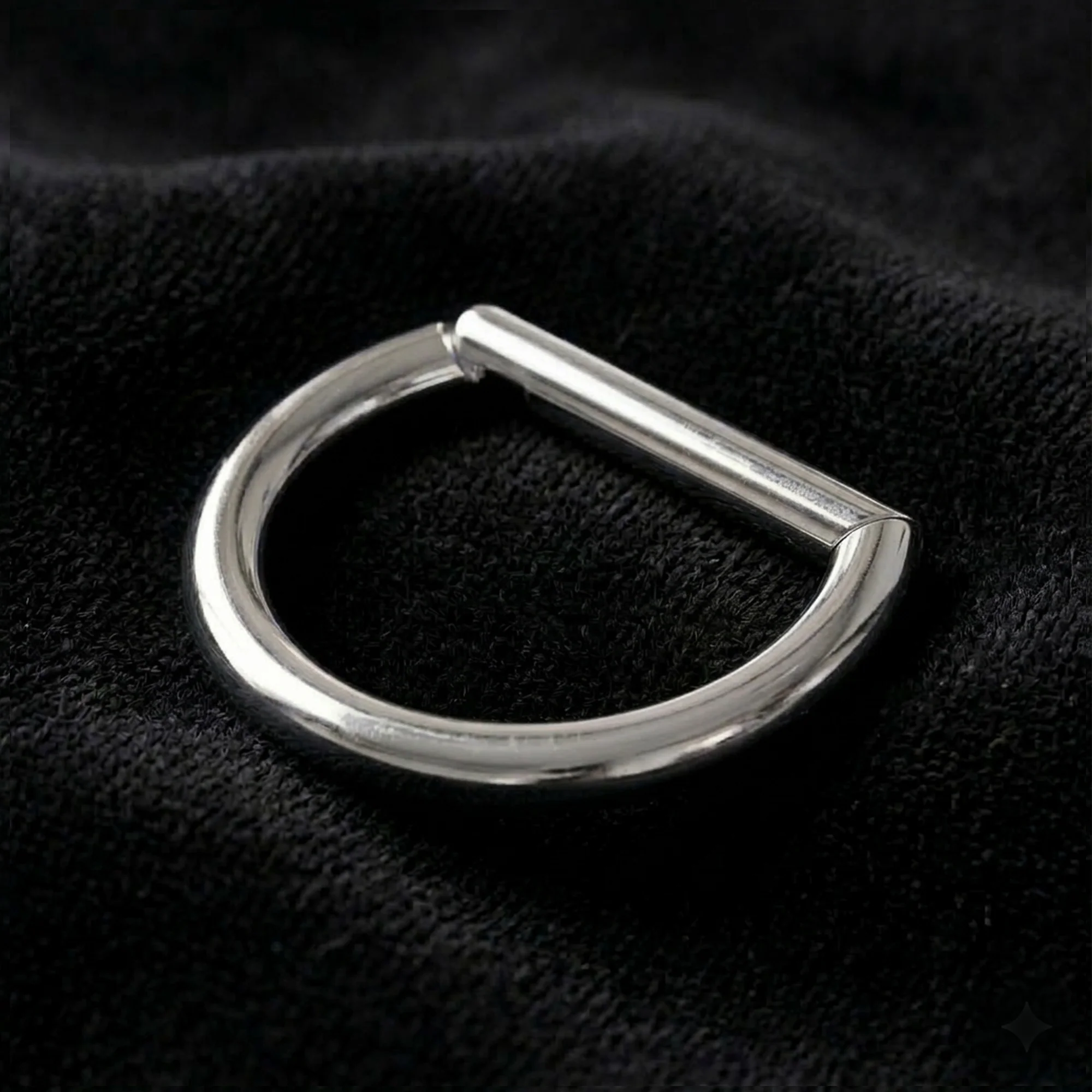 Implant Grade Titanium Basic D Shape Clicker Hoop Ring - Image 3