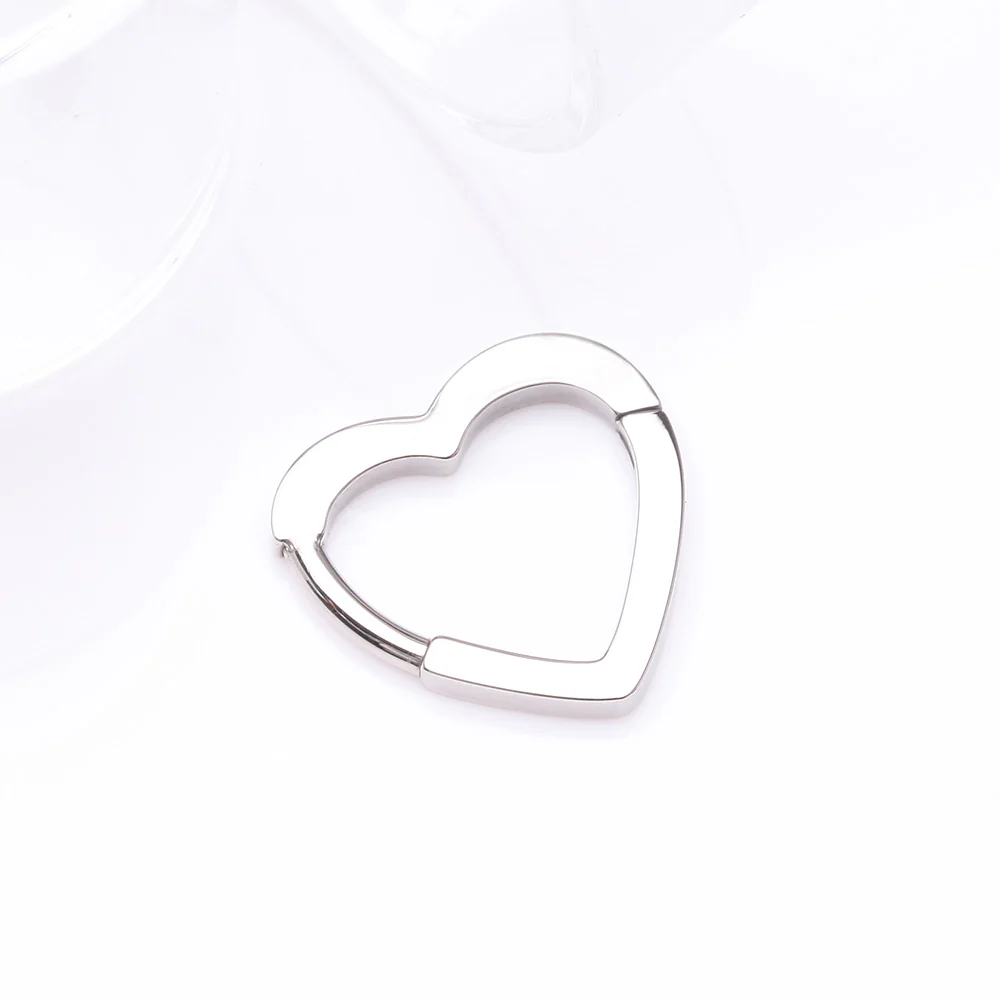Implant Grade Titanium Basic Hollow Heart Clicker Hoop Ring - Image 3