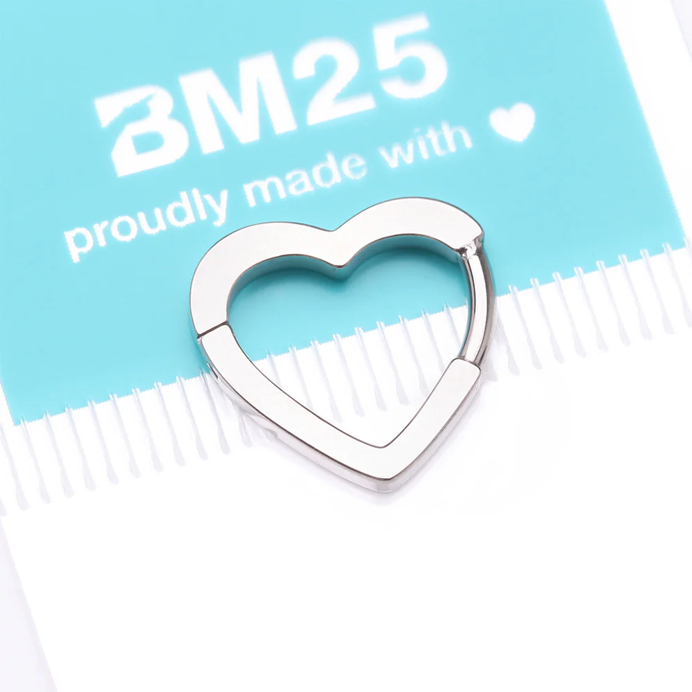 Implant Grade Titanium Basic Hollow Heart Clicker Hoop Ring - Image 5