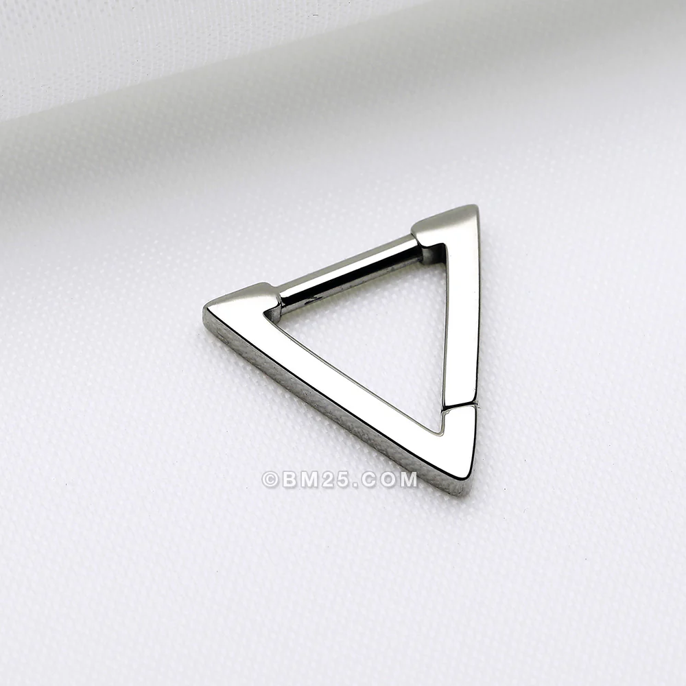 Implant Grade Titanium Basic Hollow Triangle Clicker Hoop Ring - Image 3