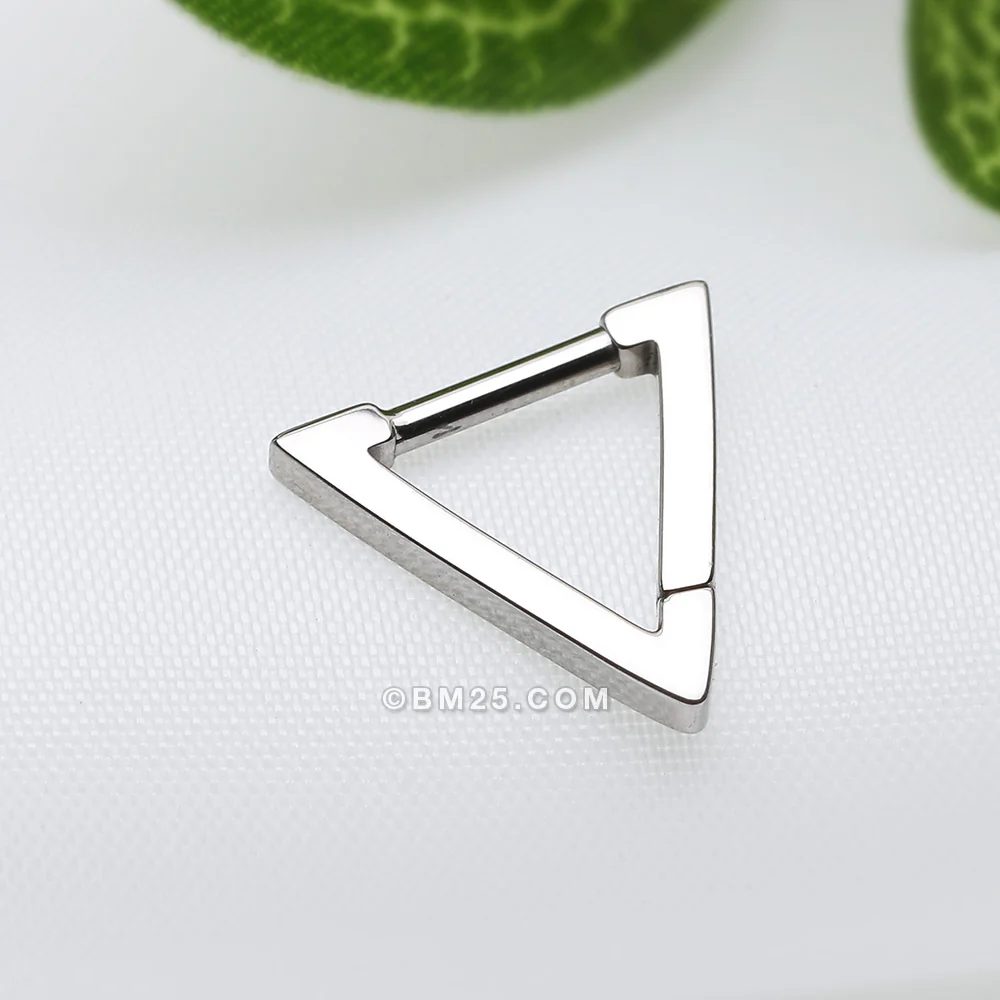 Implant Grade Titanium Basic Hollow Triangle Clicker Hoop Ring - Image 4
