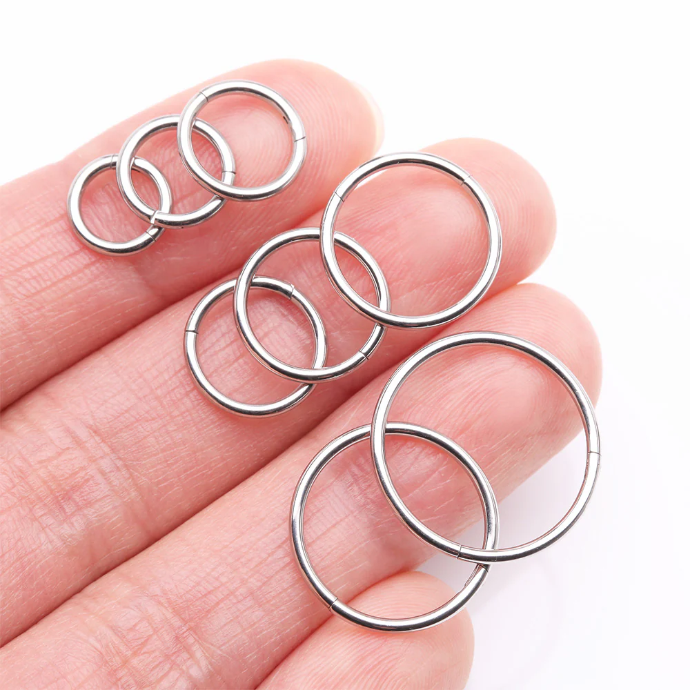 Implant Grade Titanium Basic Seamless Hinged Clicker Hoop Ring - Image 3