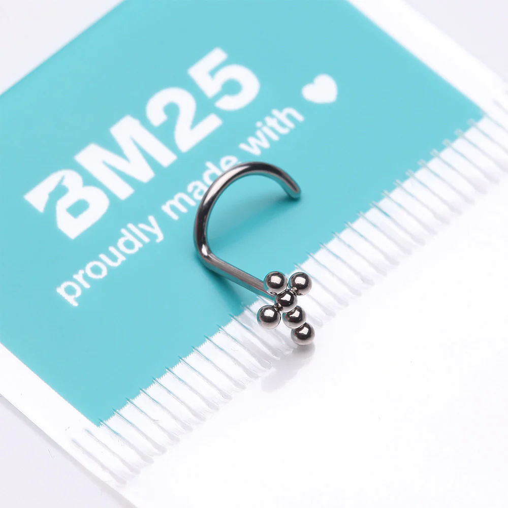 Implant Grade Titanium Beaded Cross Top Nose Screw Ring - Image 4