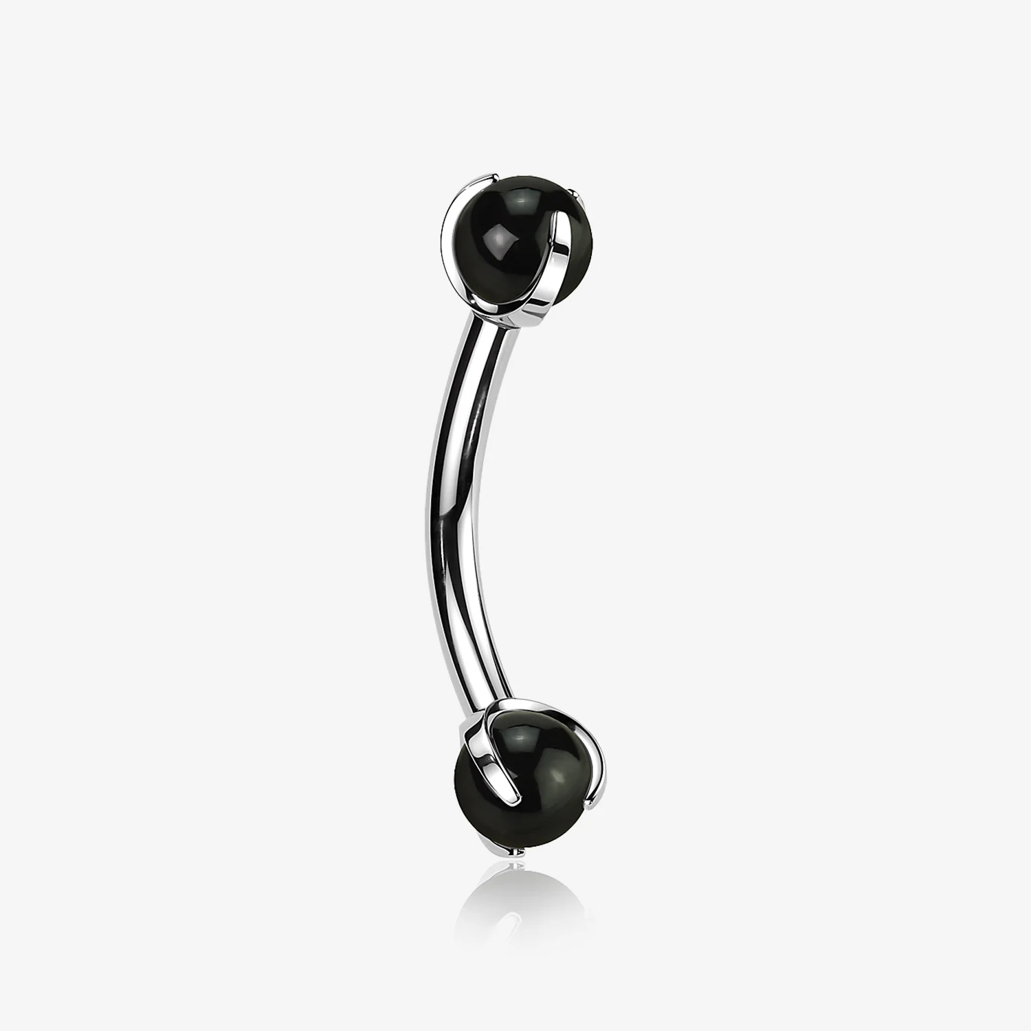 Implant Grade Titanium Black Onyx Stone Ball Claw Prong Internally Threaded Curved Barbell