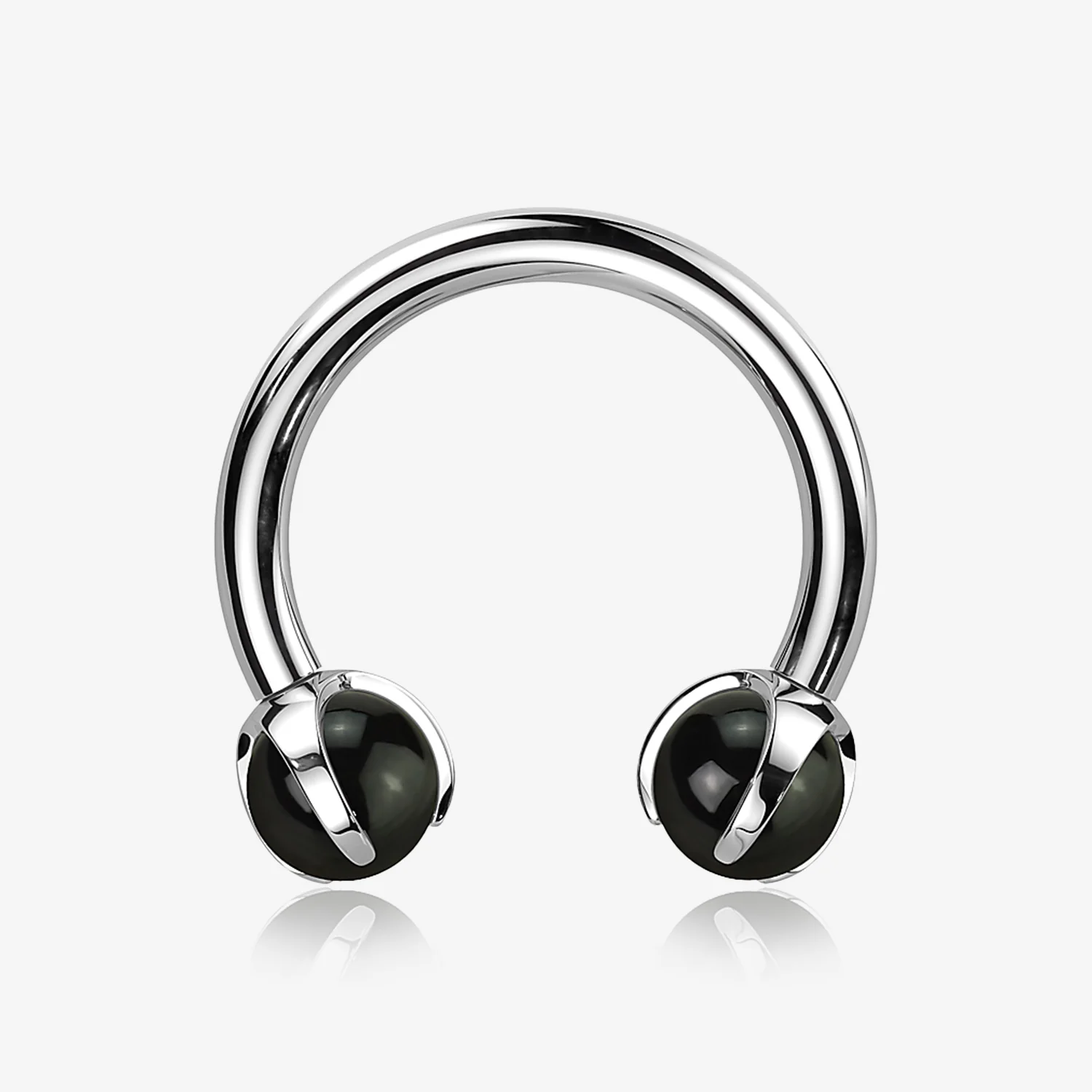 Implant Grade Titanium Black Onyx Stone Ball Claw Prong Internally Threaded Horseshoe Barbell