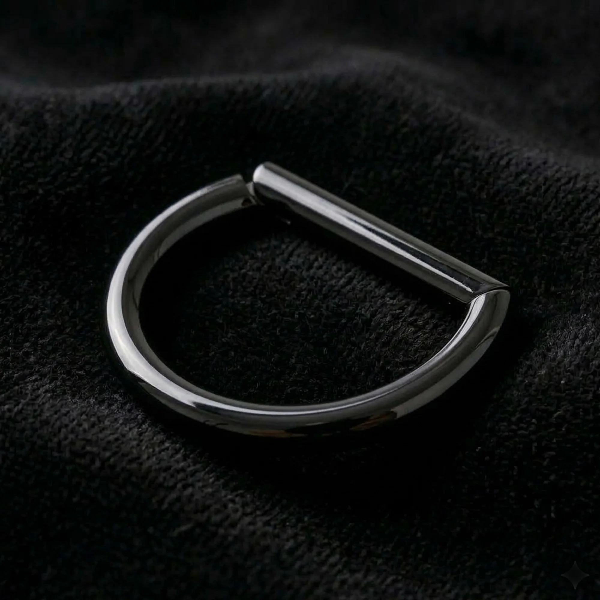Implant Grade Titanium Black PVD Basic D Shape Clicker Hoop Ring - Image 3