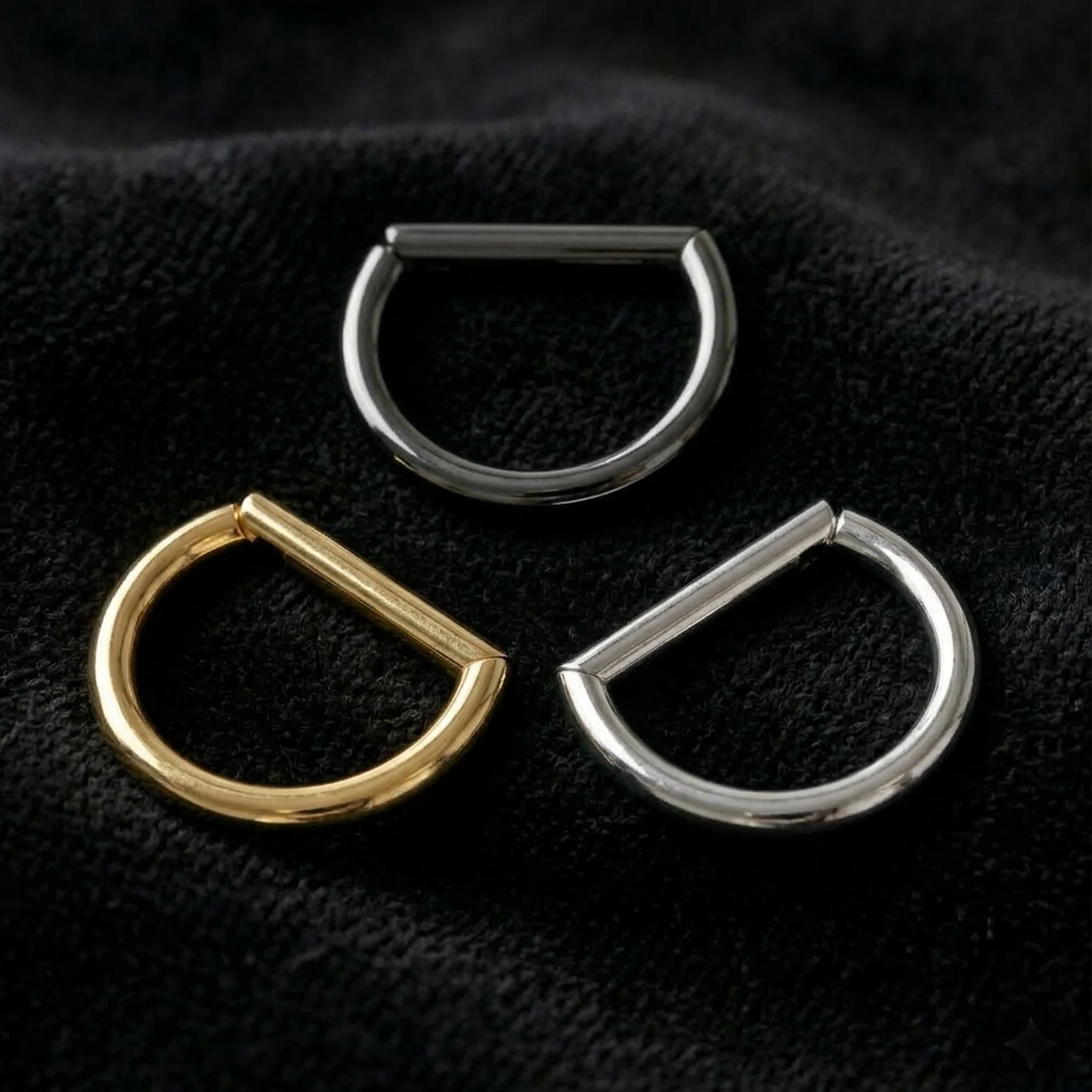 Implant Grade Titanium Black PVD Basic D Shape Clicker Hoop Ring - Image 4