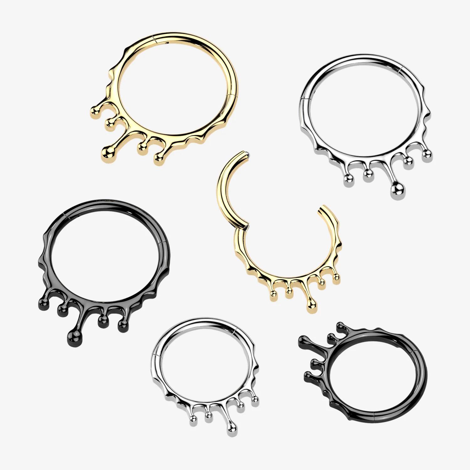 Implant Grade Titanium Black PVD Dripping Ooze Clicker Hoop Ring - Image 2