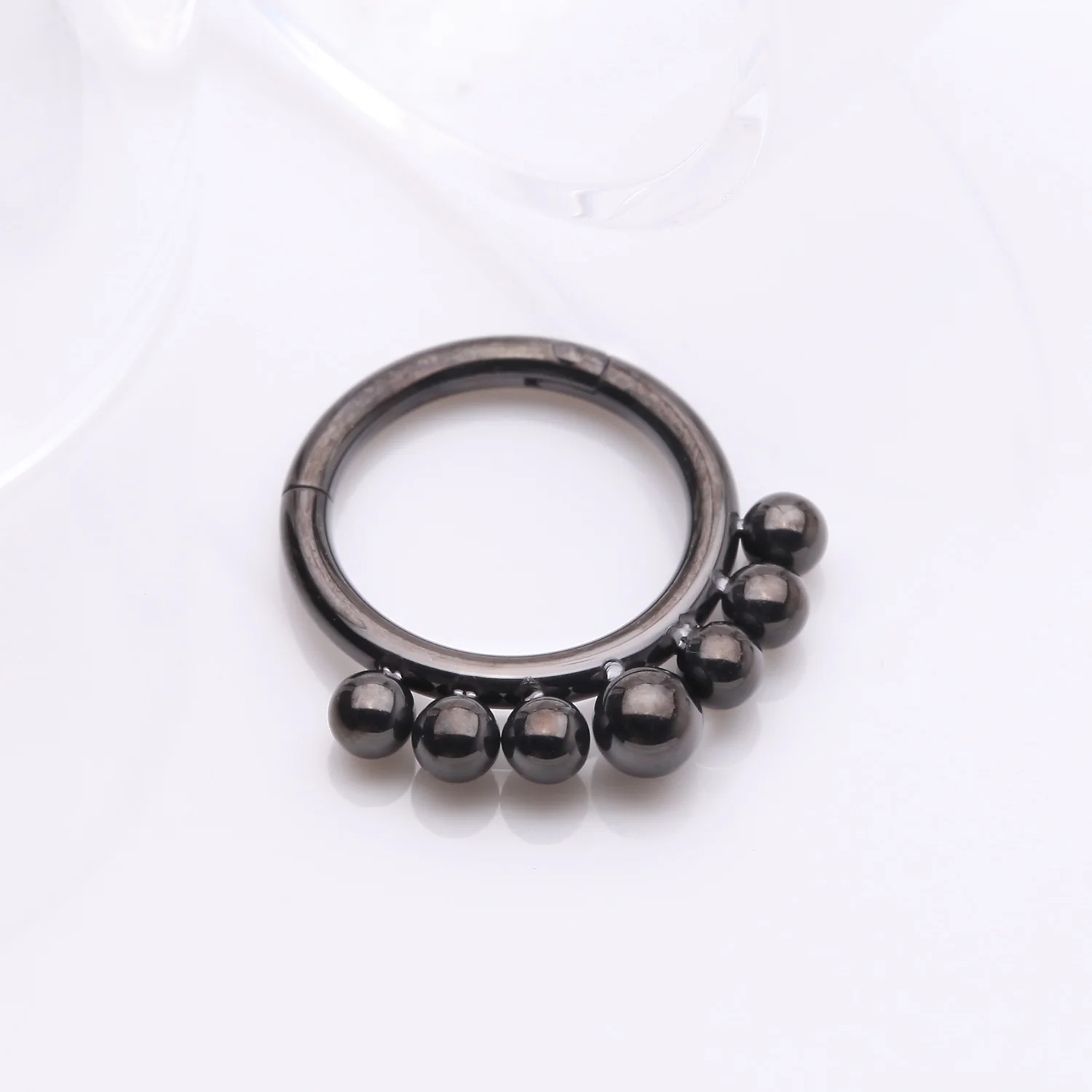 Implant Grade Titanium Blackline Bali Beads Clicker Hoop Ring - Image 2
