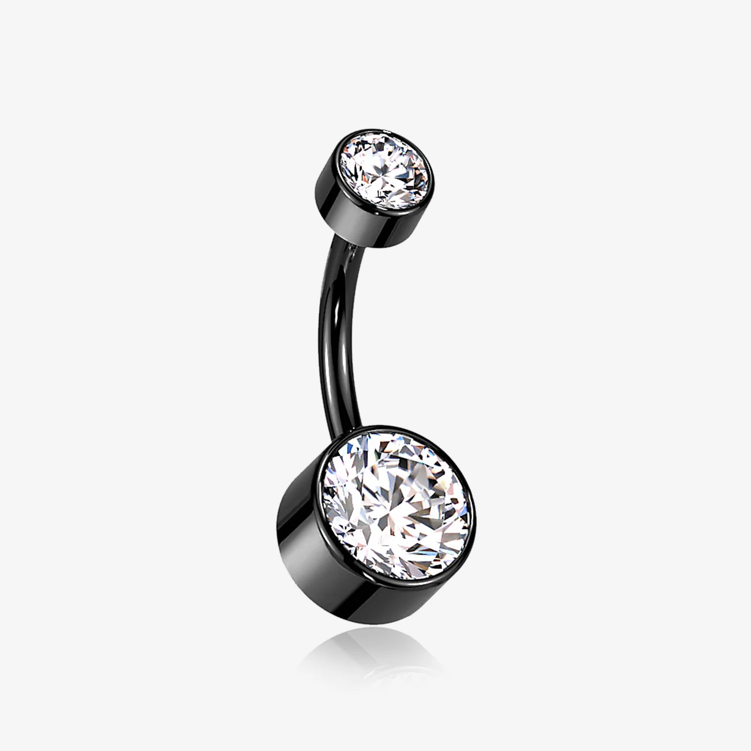 Implant Grade Titanium Blackline Internally Threaded Bezel Set Gem Belly Button Ring