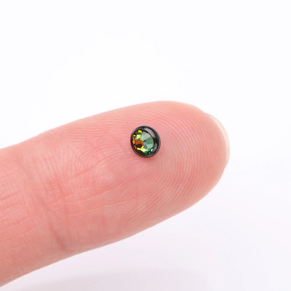 Implant Grade Titanium Blackline Internally Threaded Bezel Set Round Gem Part - Image 3