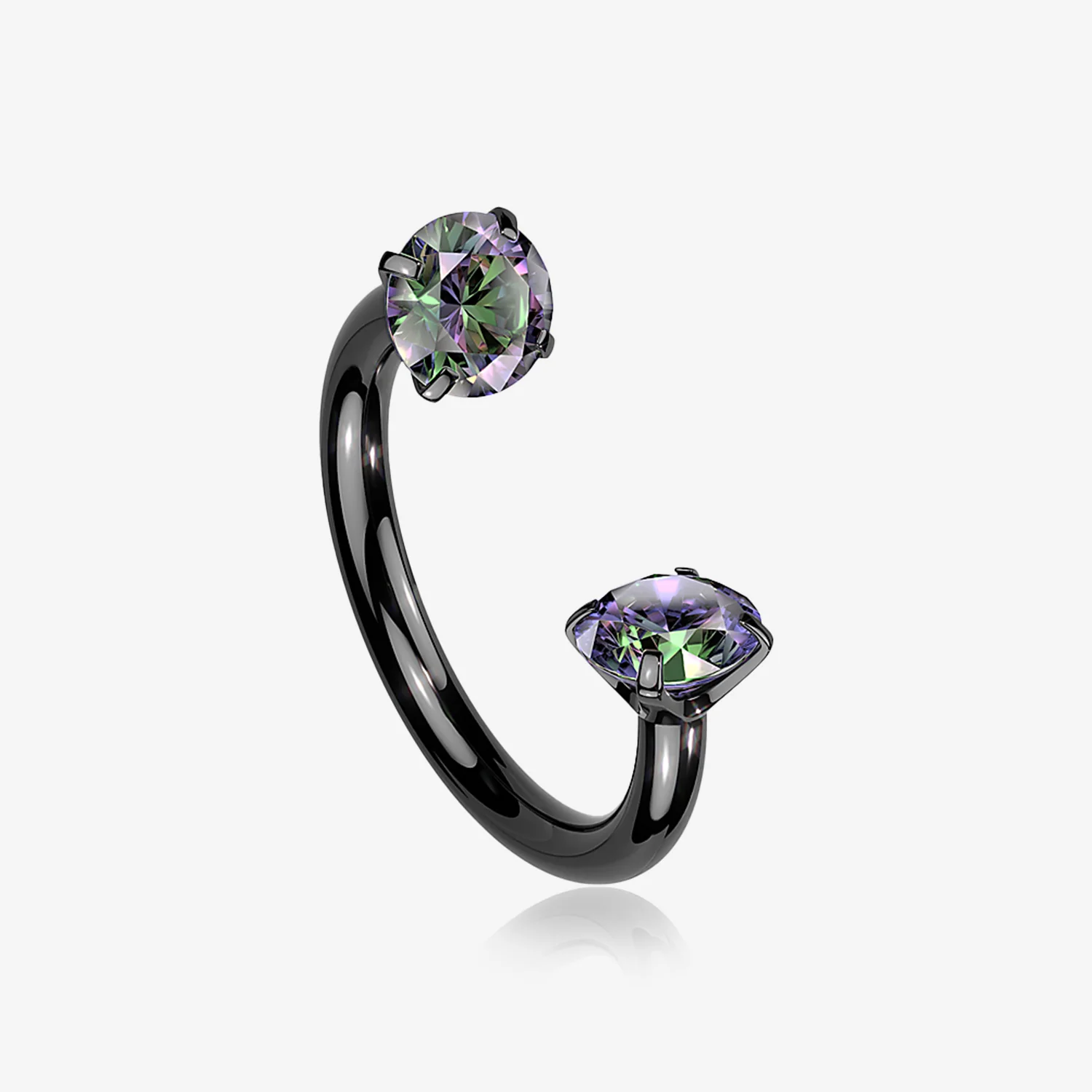 Implant Grade Titanium Blackline Prong Gem Sparkle Internally Threaded Horseshoe Barbell