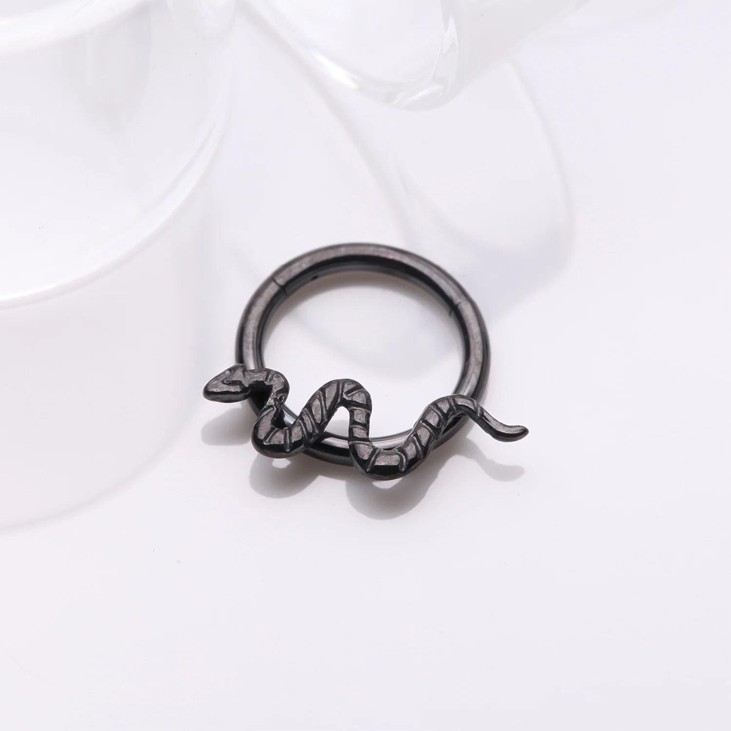 Implant Grade Titanium Blackline Snake Swiggle Clicker Hoop Ring - Image 2