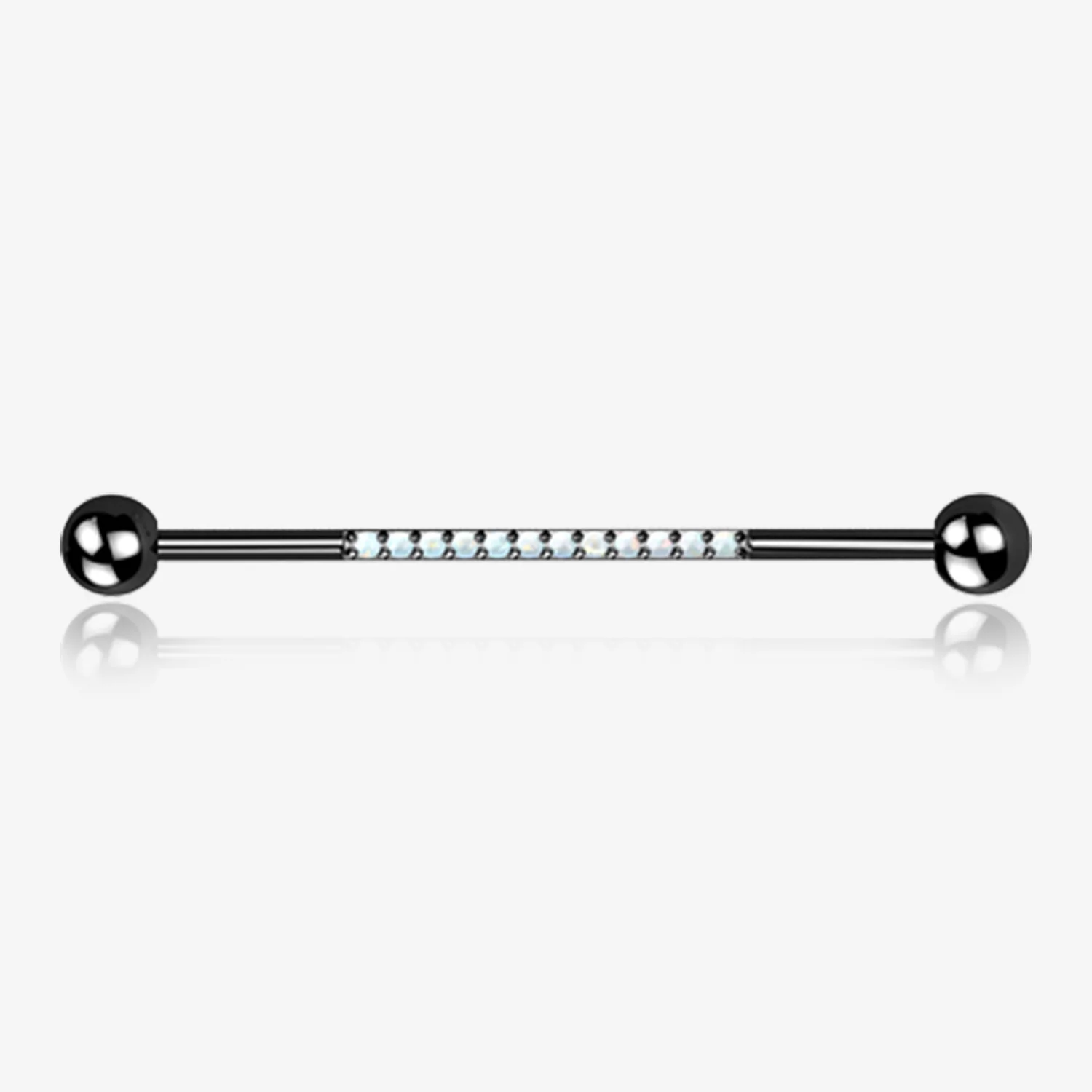 Implant Grade Titanium Blackline Sparkle Lined Fire Opal Industrial Barbell