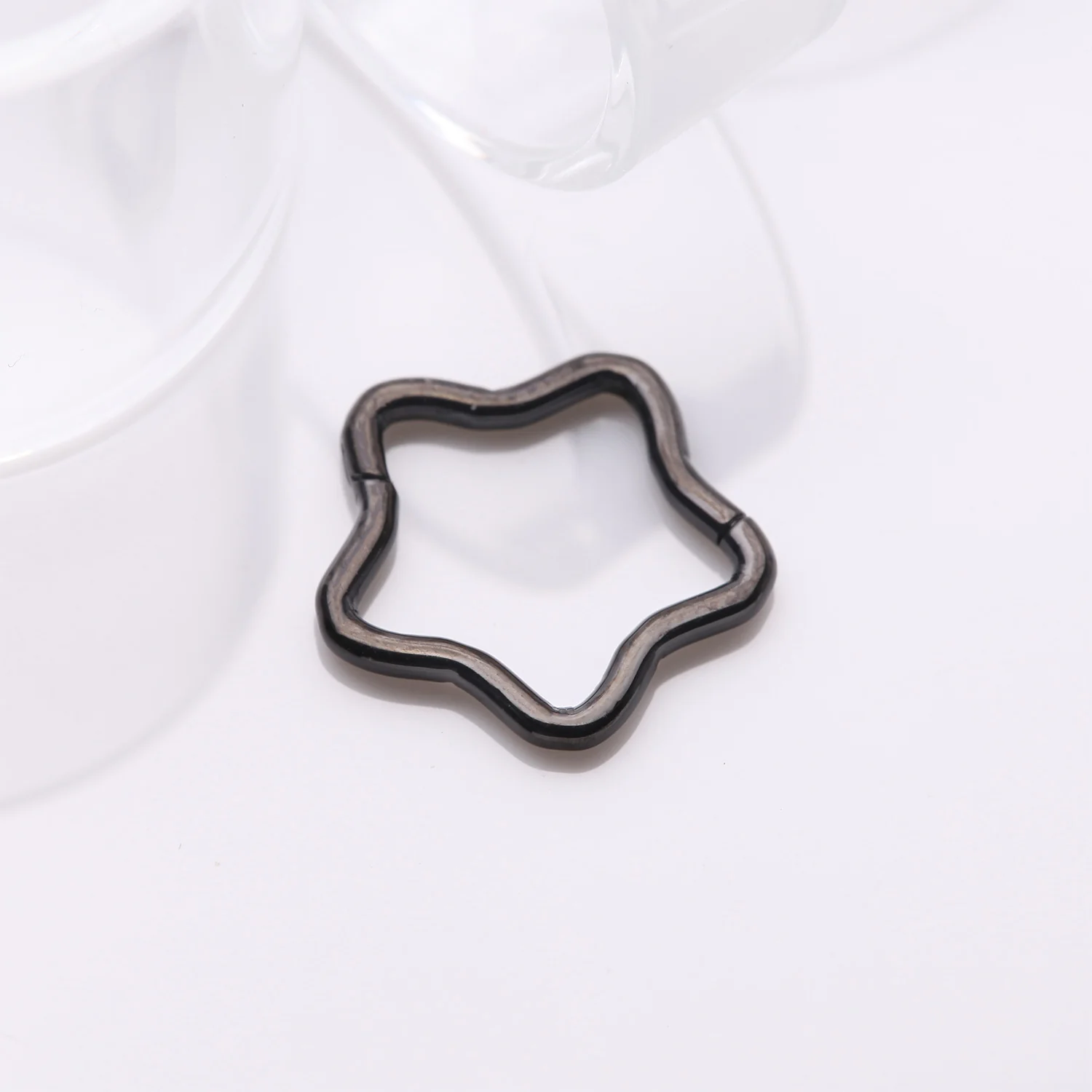 Implant Grade Titanium Blackline Star Basic Geometric Clicker Hoop Ring - Image 2