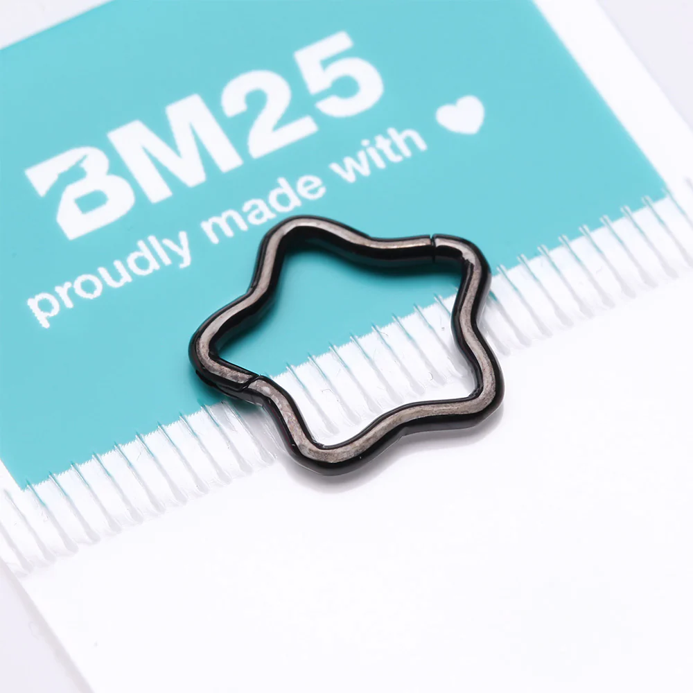Implant Grade Titanium Blackline Star Basic Geometric Clicker Hoop Ring - Image 4