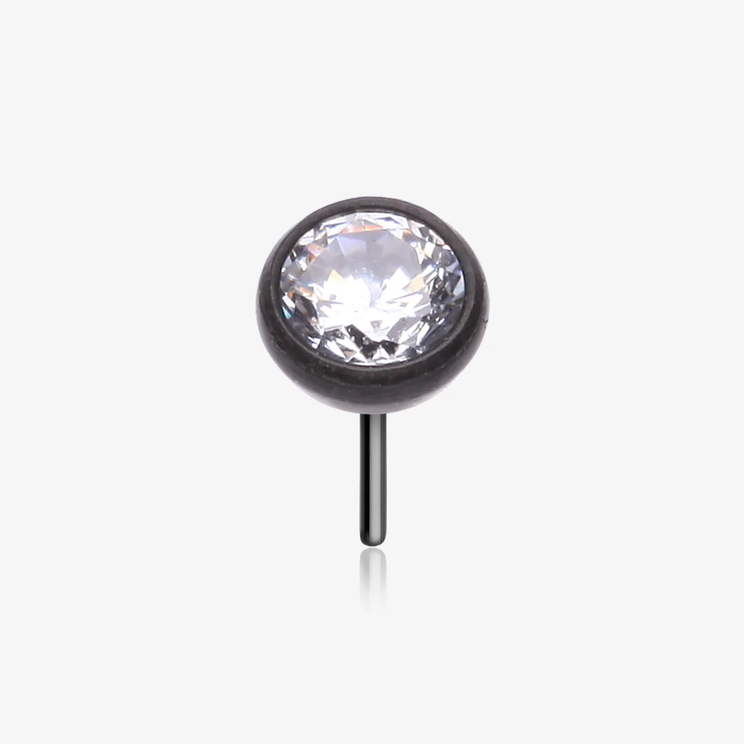 Implant Grade Titanium OneFit Threadless Blackline Bezel Set Sparkle Gem Top Part