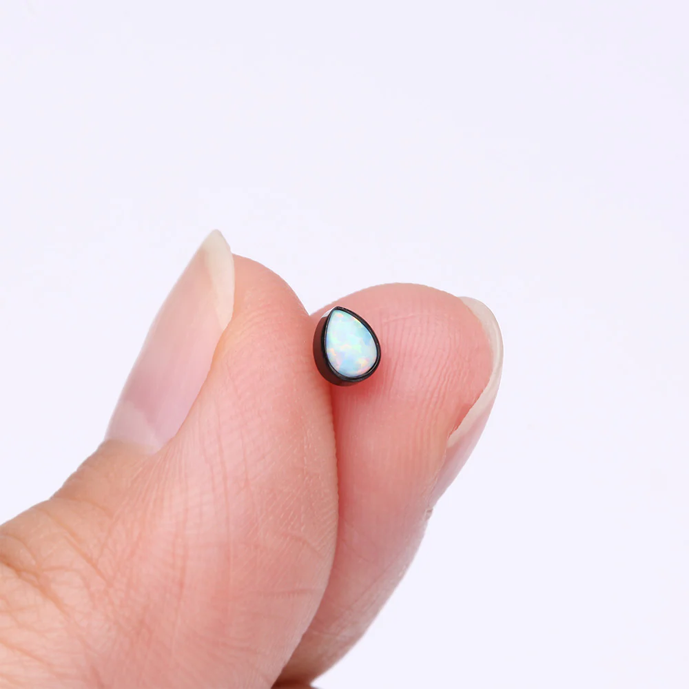 Implant Grade Titanium OneFit Threadless Blackline Fire Opal Teardrop Top Part - Image 3