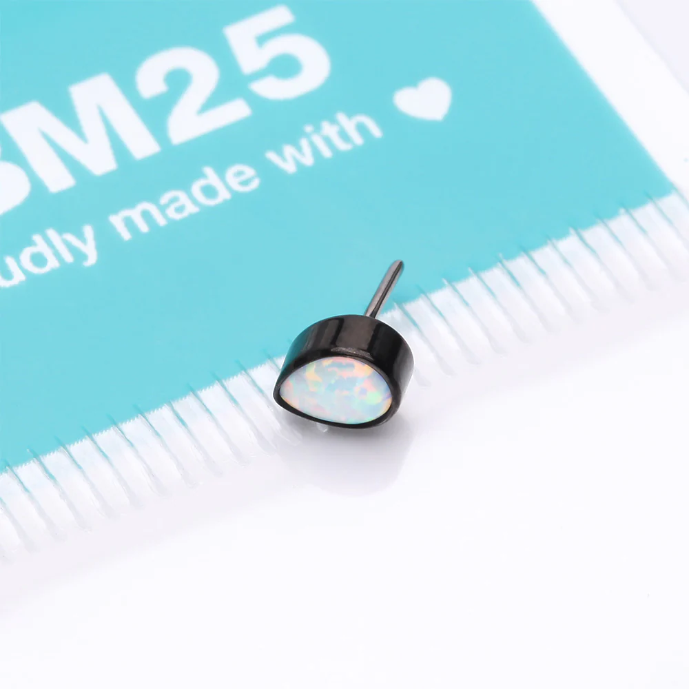 Implant Grade Titanium OneFit Threadless Blackline Fire Opal Teardrop Top Part - Image 4