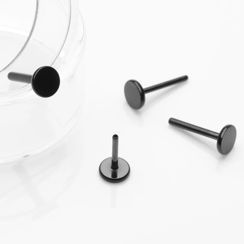 Implant Grade Titanium OneFit Threadless Blackline Flat Back Stud Labret Bar Part - Image 4