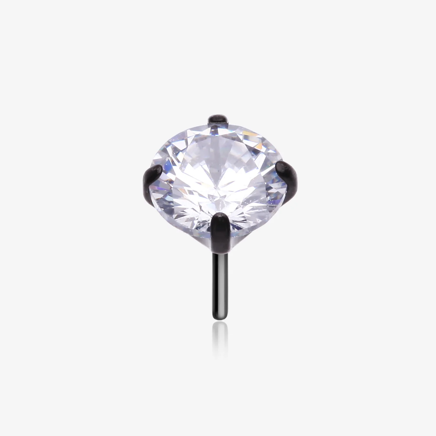 Implant Grade Titanium OneFit Threadless Blackline Prong Set Sparkle Gem Top Part
