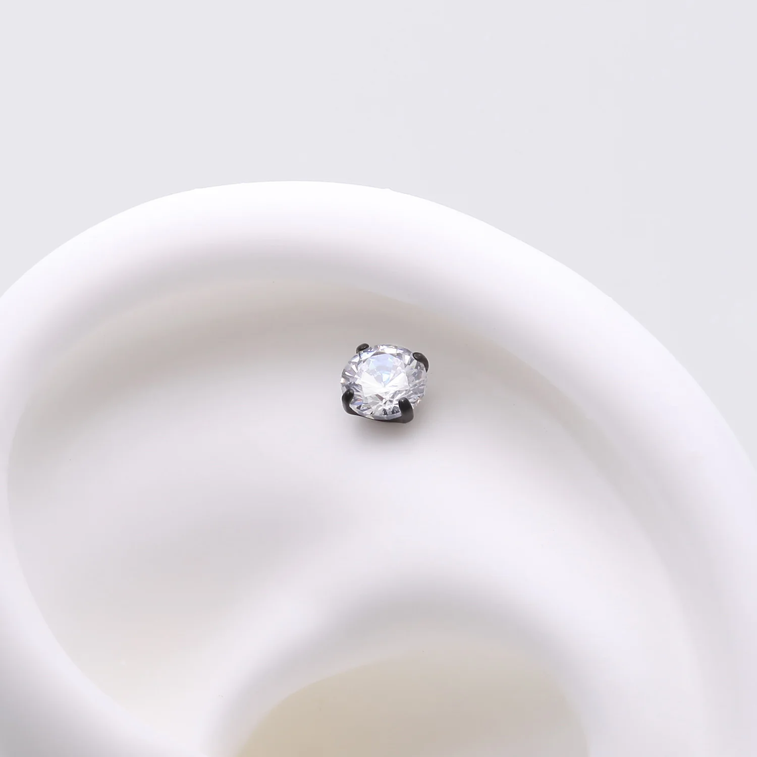 Implant Grade Titanium OneFit Threadless Blackline Prong Set Sparkle Gem Top Part - Image 2