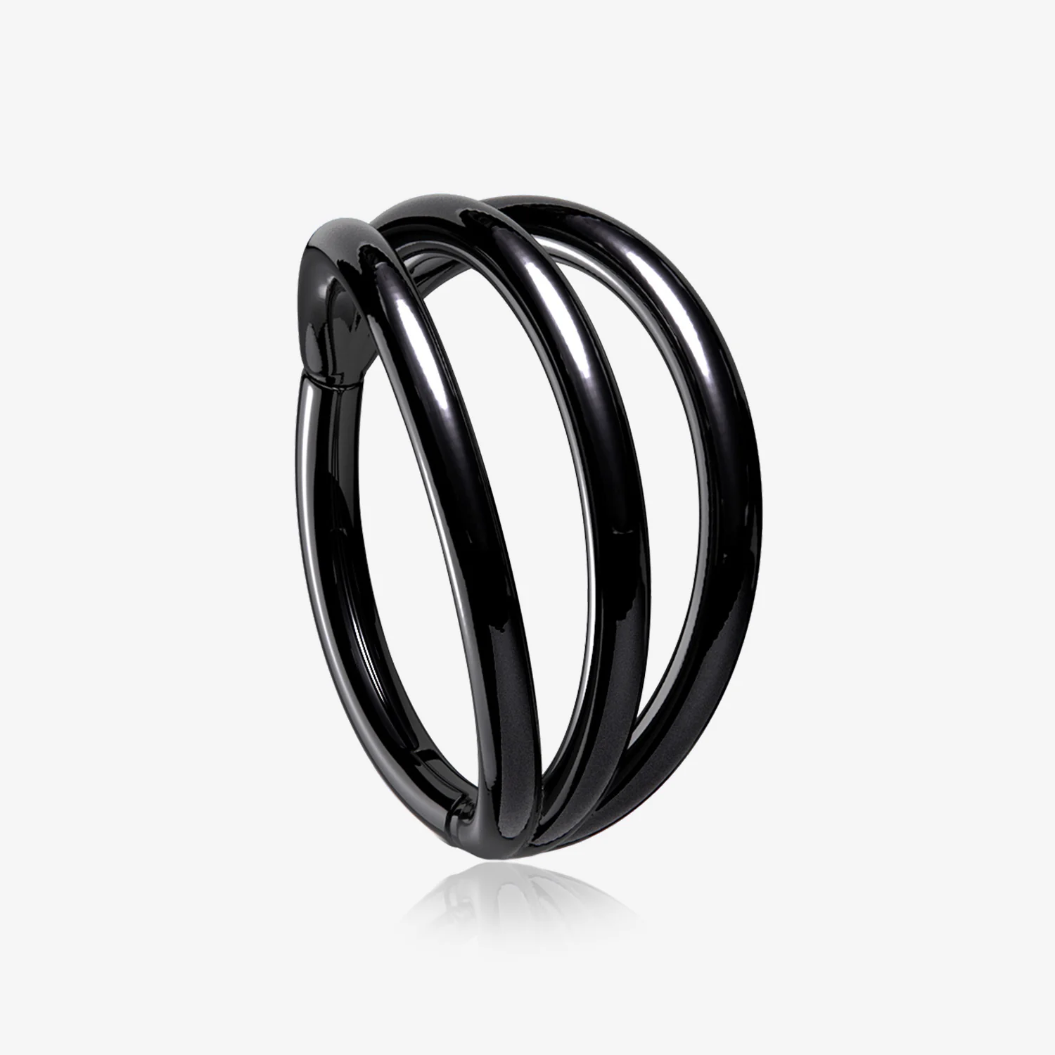 Implant Grade Titanium Blackline Triple Row Hoops Steel Seamless Clicker Hoop Ring