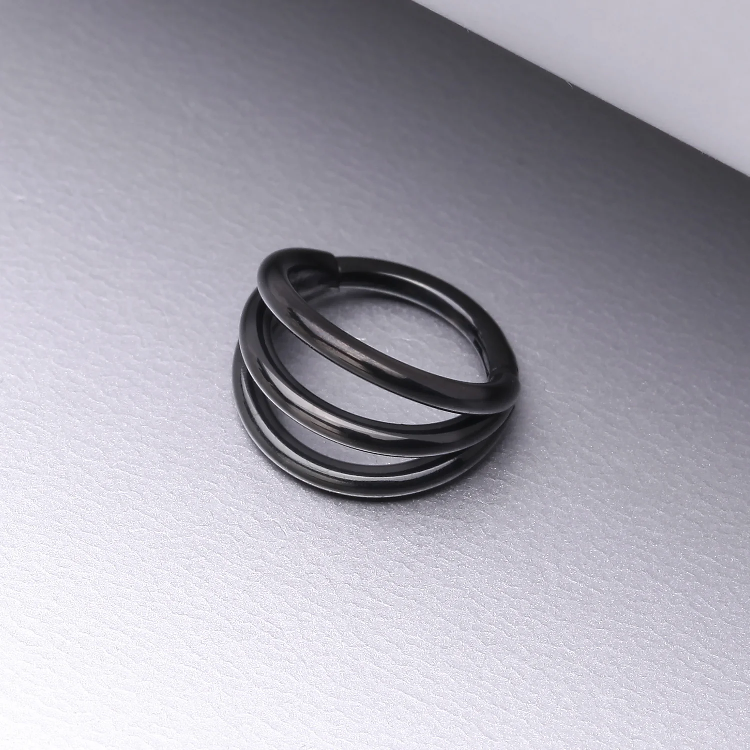 Implant Grade Titanium Blackline Triple Row Hoops Steel Seamless Clicker Hoop Ring - Image 2
