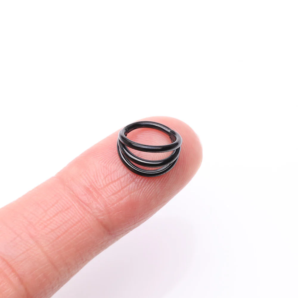 Implant Grade Titanium Blackline Triple Row Hoops Steel Seamless Clicker Hoop Ring - Image 3