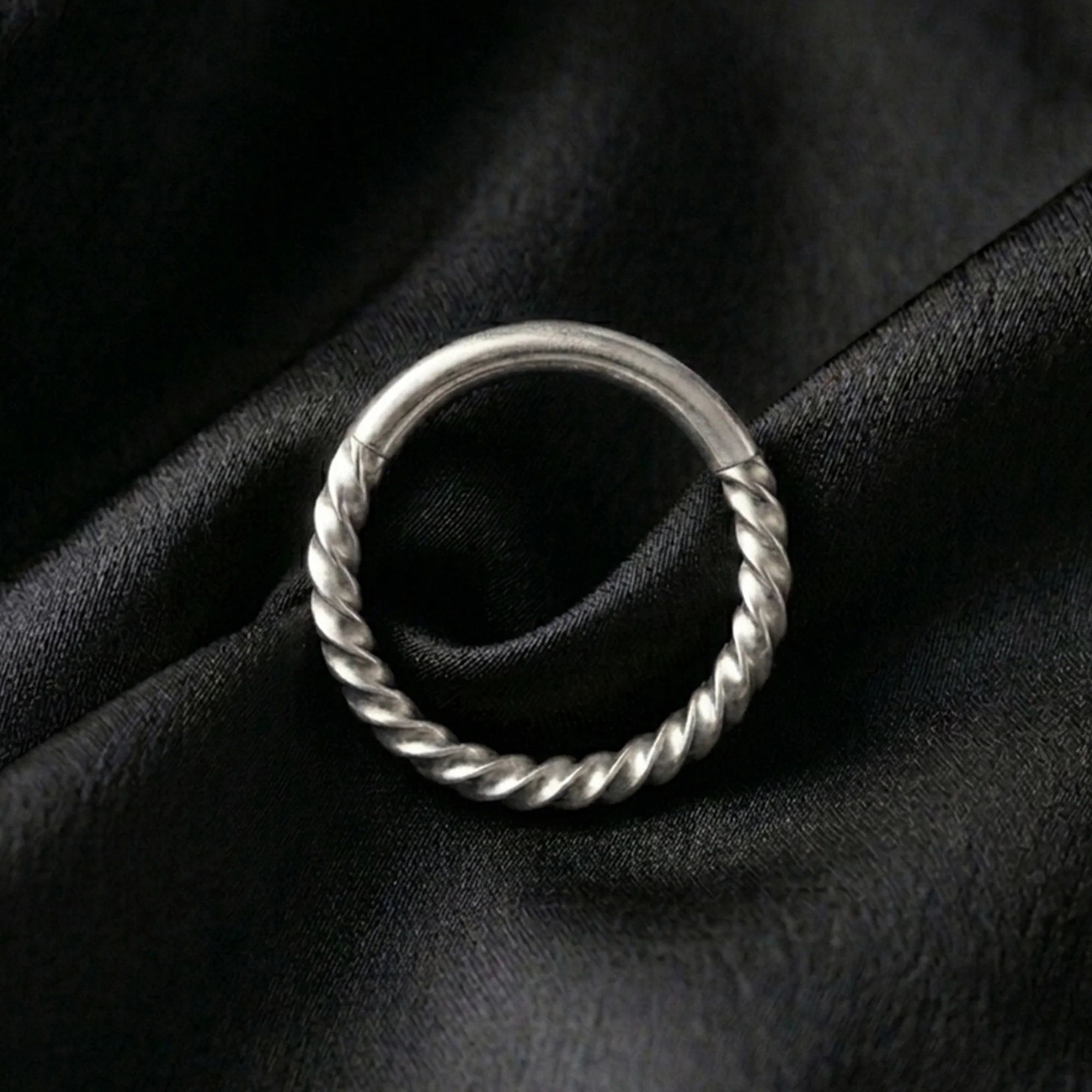 Implant Grade Titanium Braided Rope Clicker Hoop Ring - Image 3
