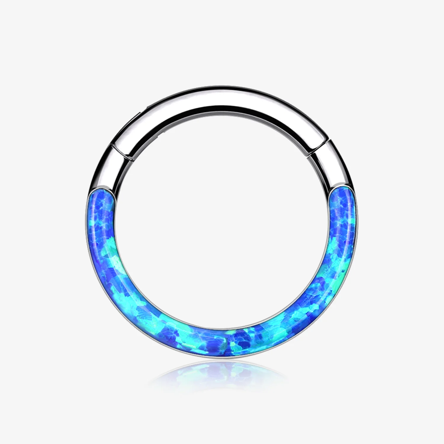 Implant Grade Titanium Brilliant Fire Opal Lined Front Facing Seamless Clicker Hoop Ring