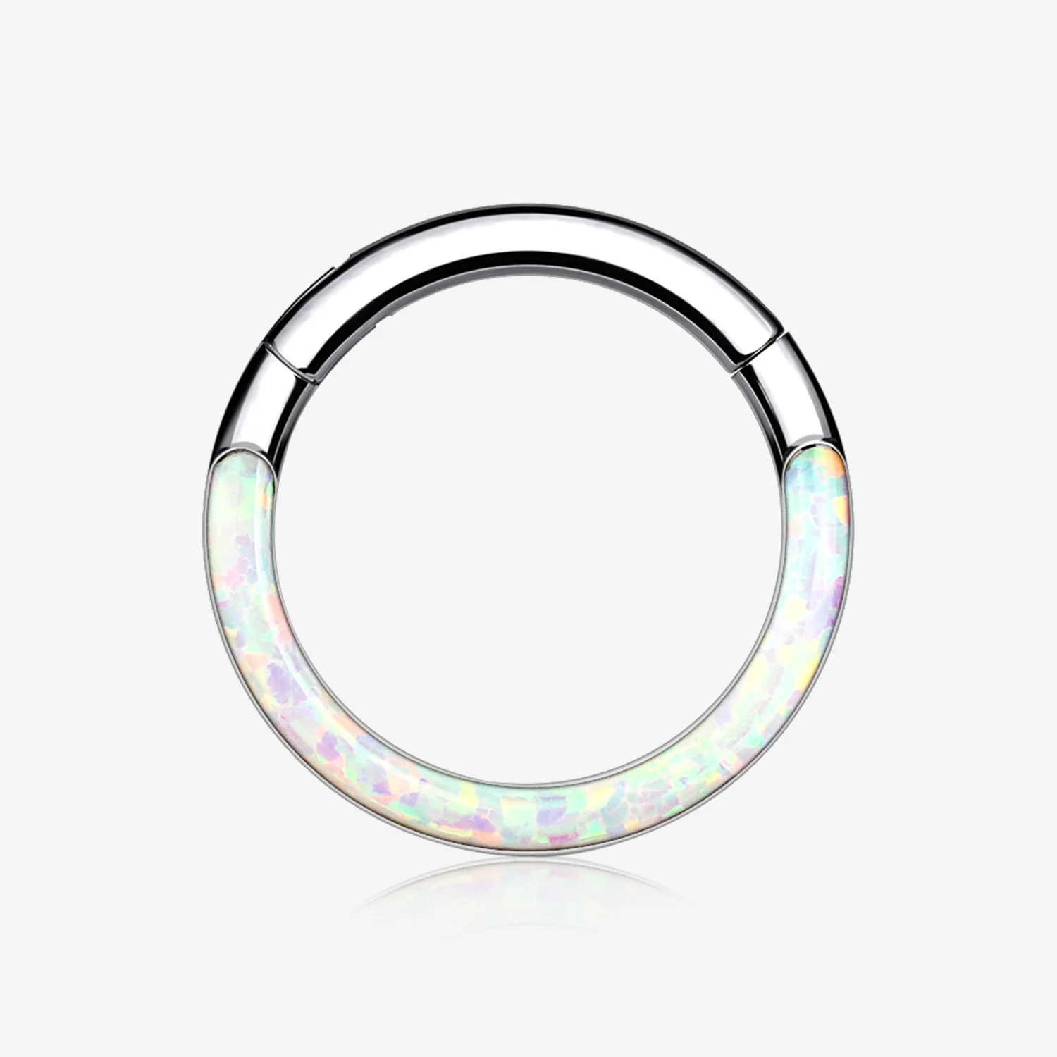 Implant Grade Titanium Brilliant Fire Opal Lined Front Facing Seamless Clicker Hoop Ring