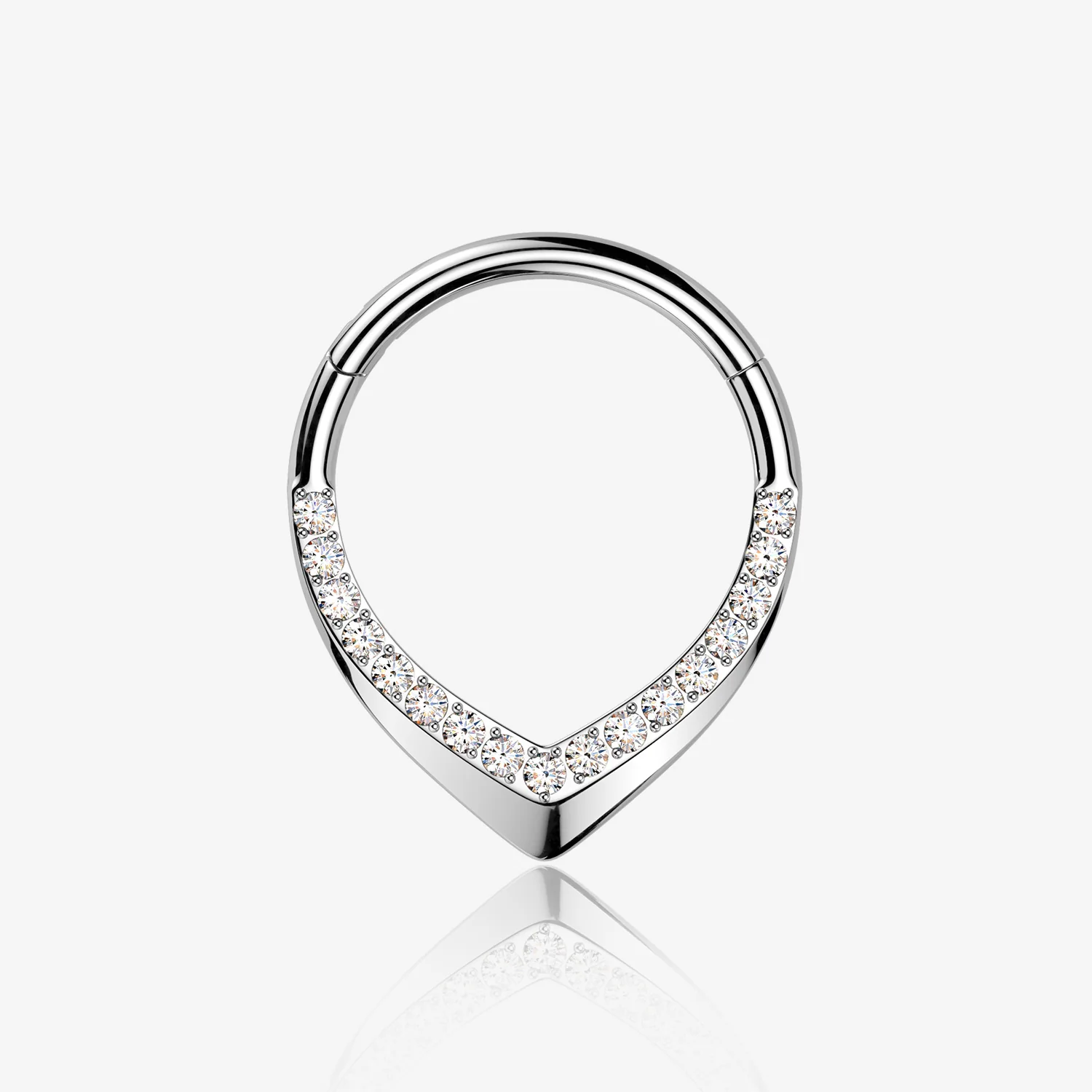 Implant Grade Titanium Chevron Lined Sparkle Clicker Hoop Ring