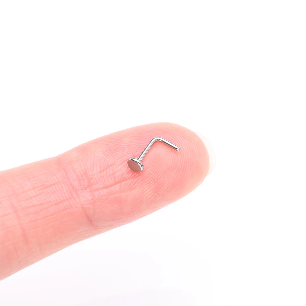 Implant Grade Titanium Circle Icon L-Shaped Nose Ring - Image 3