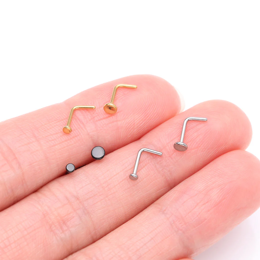 Implant Grade Titanium Circle Icon L-Shaped Nose Ring - Image 4