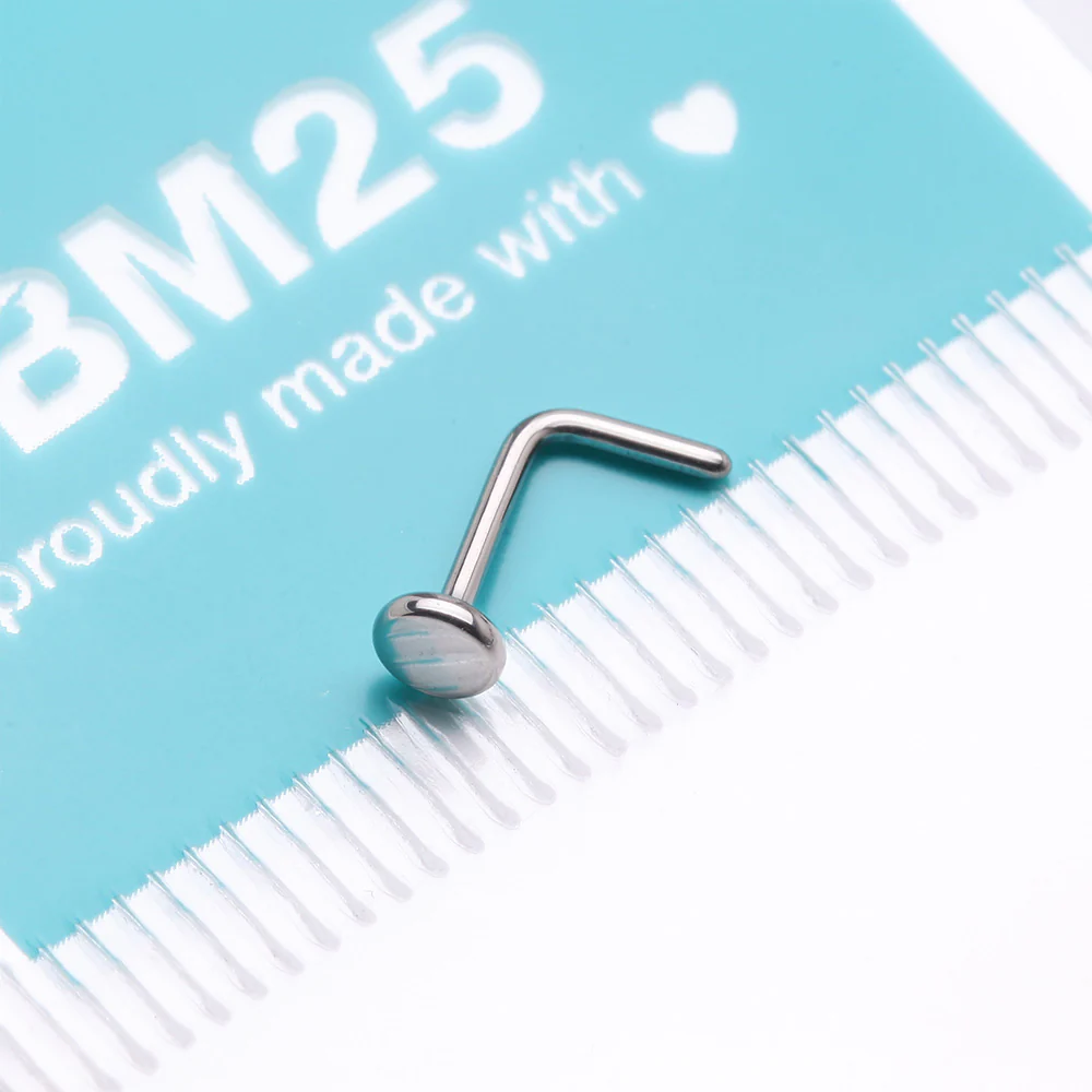 Implant Grade Titanium Circle Icon L-Shaped Nose Ring - Image 5