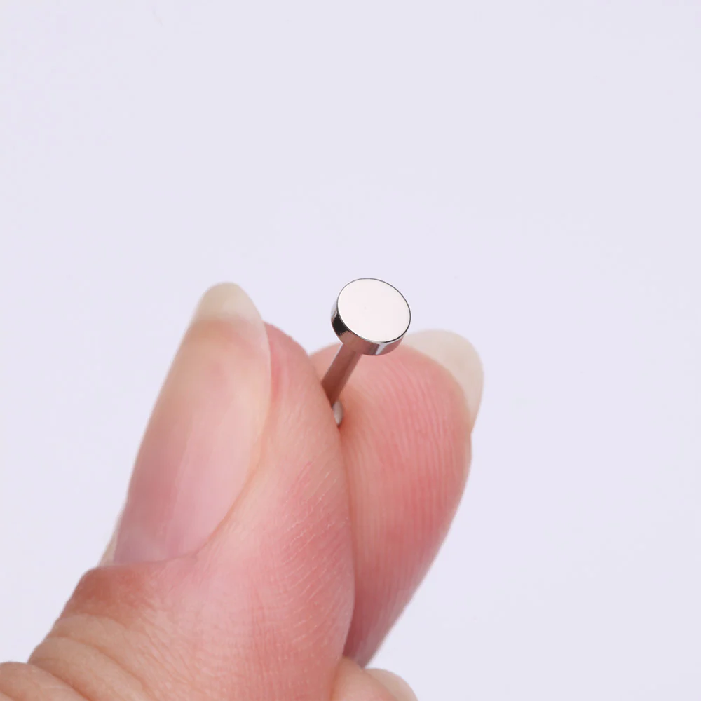 Implant Grade Titanium Circle Plate Top Internally Threaded Flat Back Stud Labret - Image 3