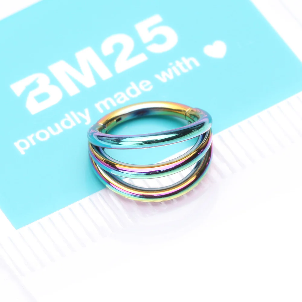 Implant Grade Titanium Colorline Triple Row Hoops Steel Seamless Clicker Hoop Ring - Image 5