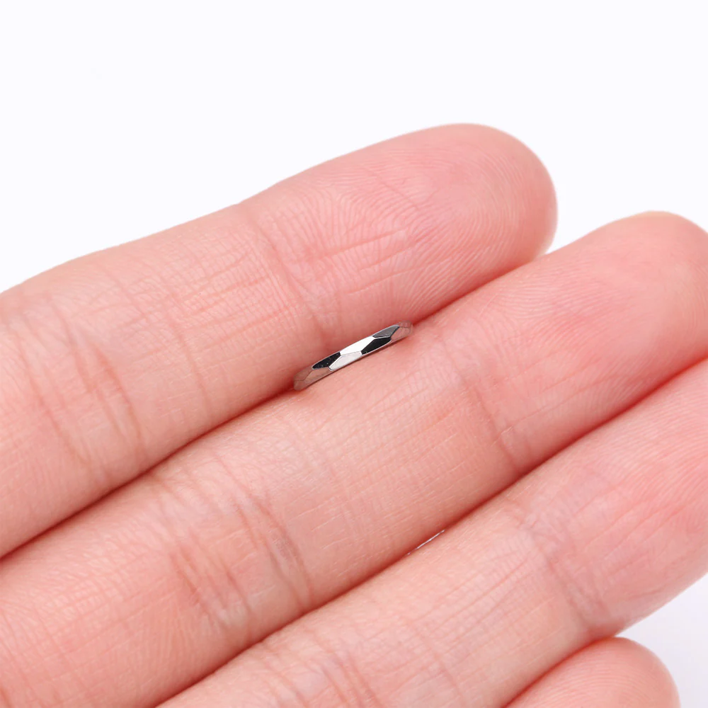 Implant Grade Titanium Diamond Cut Faceted Seamless Clicker Hoop Ring - Image 3