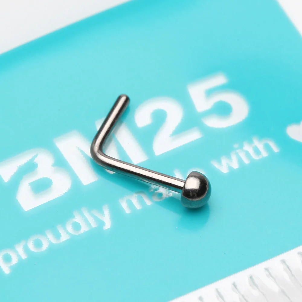 Implant Grade Titanium Dome Top L-Shaped Nose Ring - Image 3