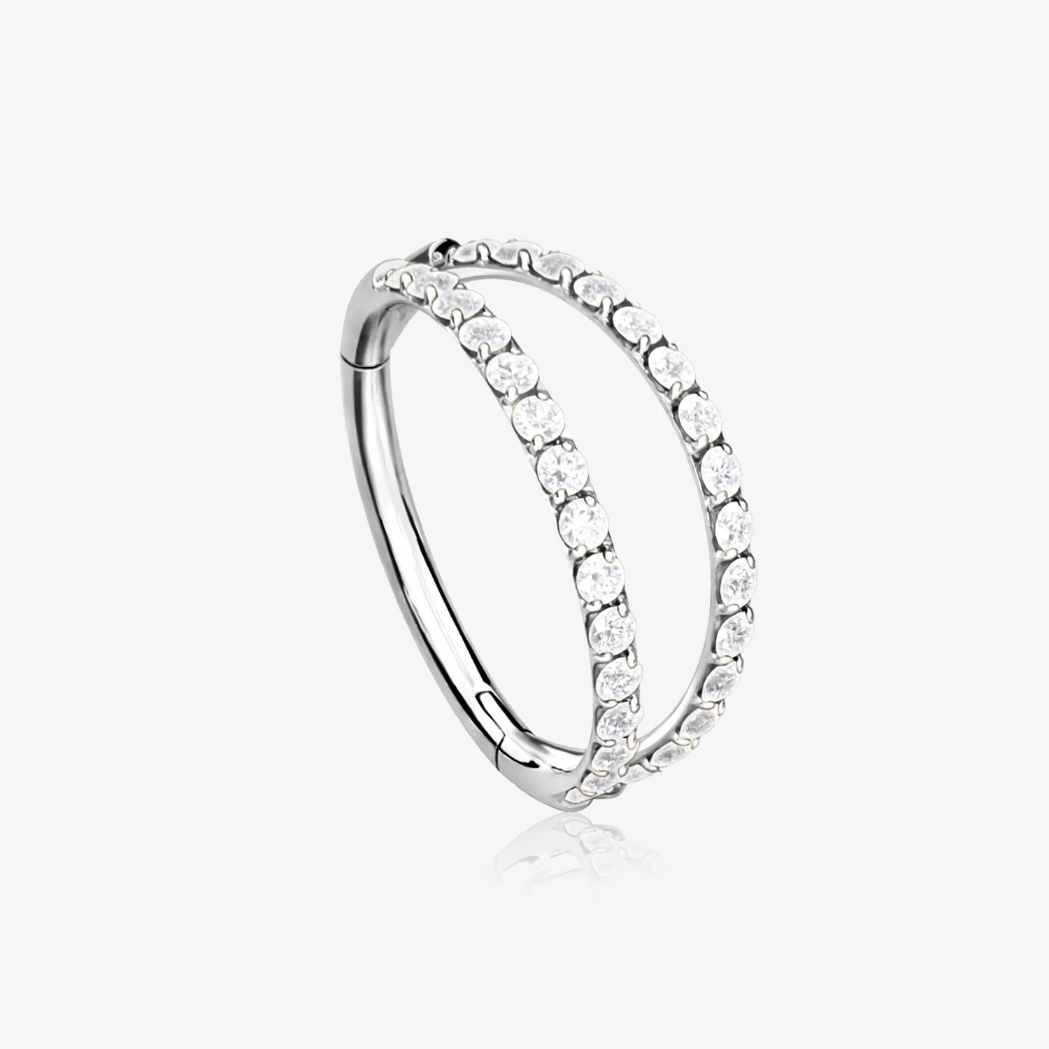 Implant Grade Titanium Double Hoop Gems Seamless Clicker Hoop Ring