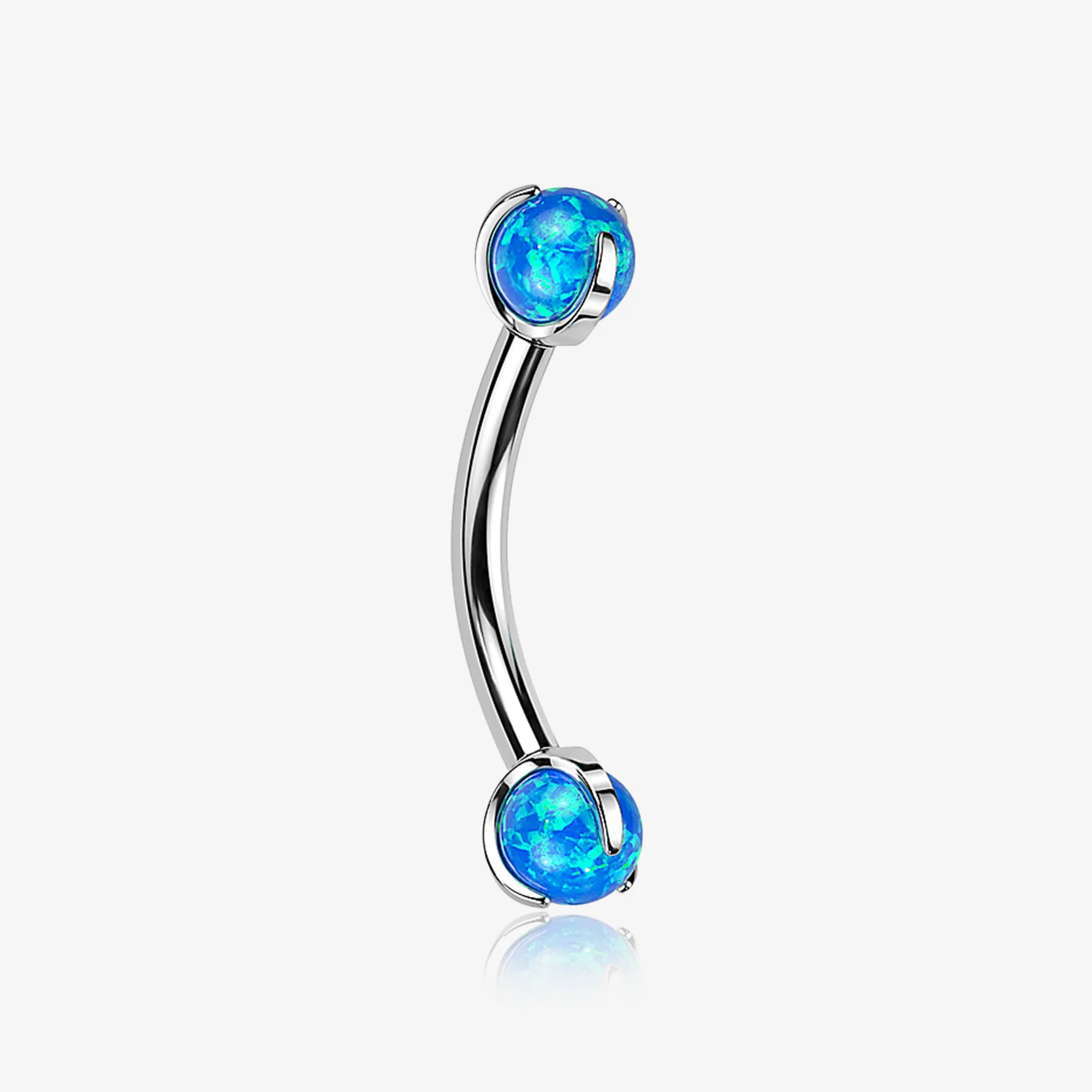 Implant Grade Titanium Fire Opal Ball Claw Prong Set Internally Threaded Curved Barbell